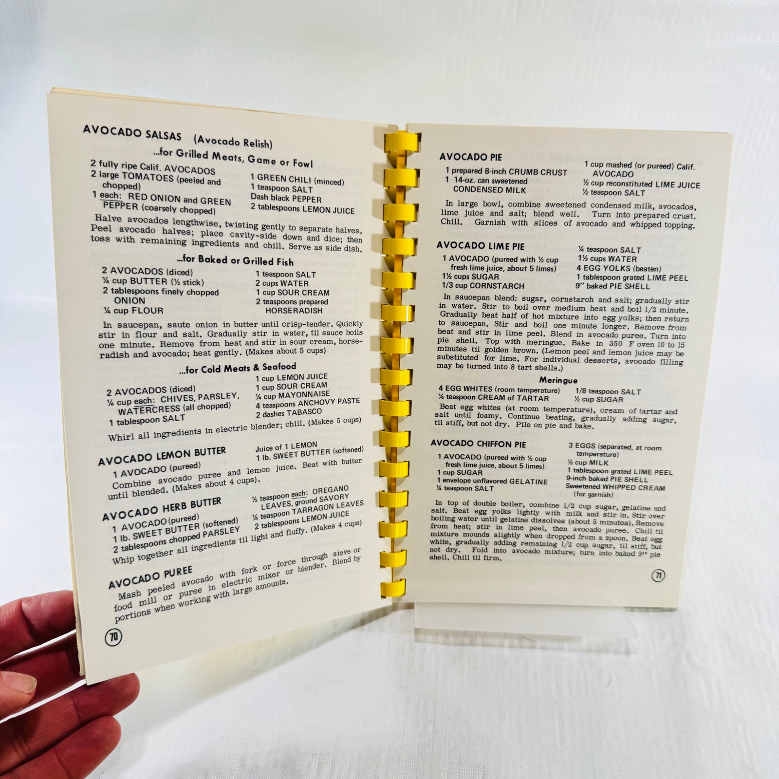 Avocado recipe pages 70 and 71 including Avocado Pie and avocado lime pie