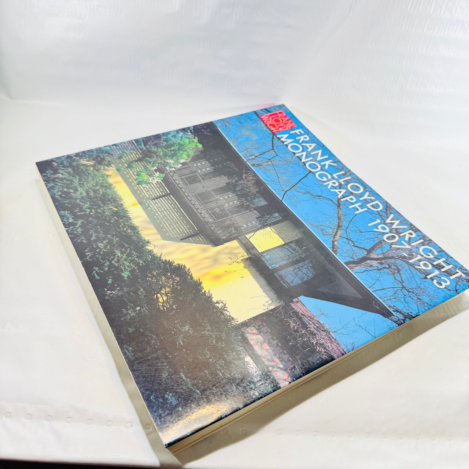 Angled front cover view of the 12 inch Frank Lloyd Wright Monograph Volume 3