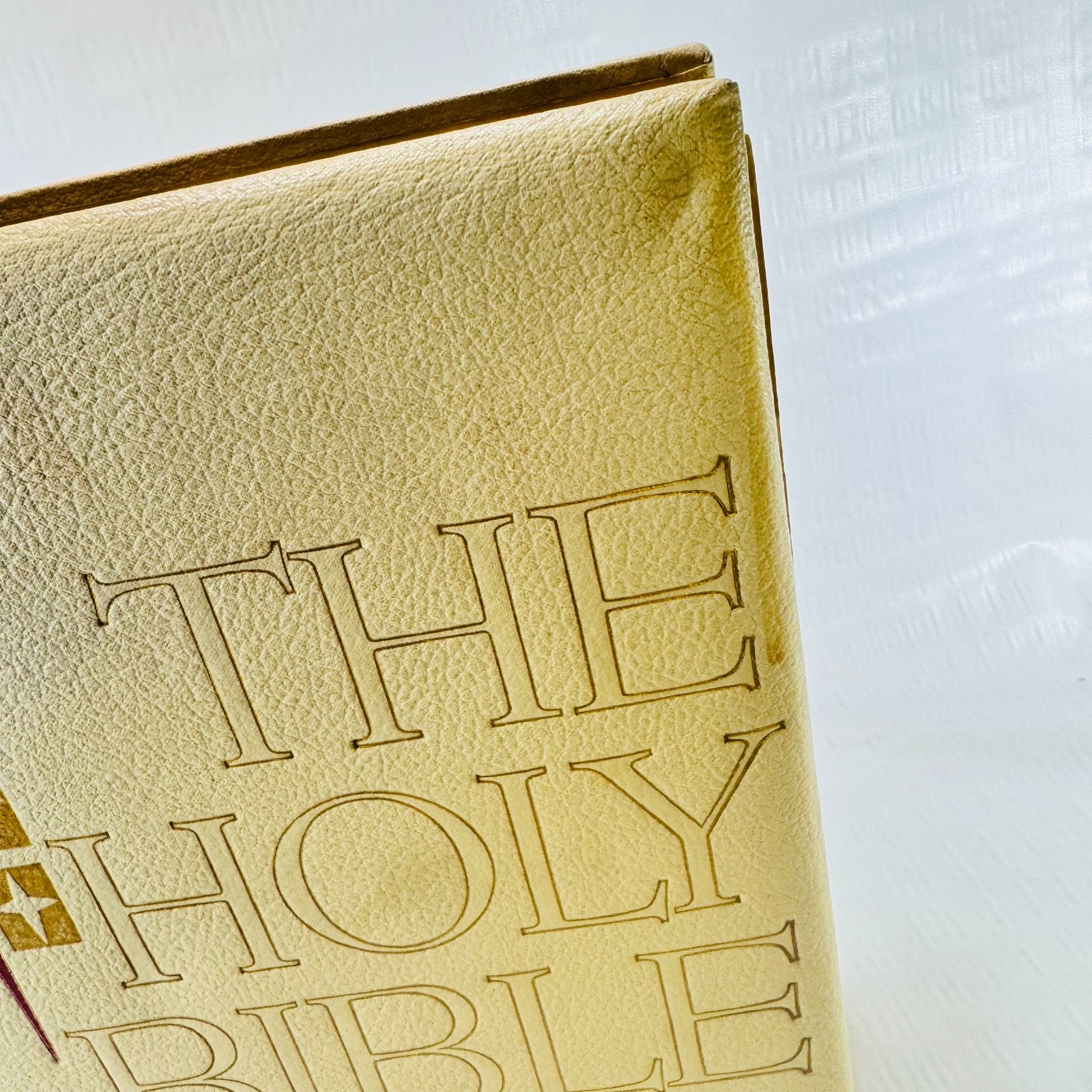 1961 Catholic Life Holy Bible upper cover detail