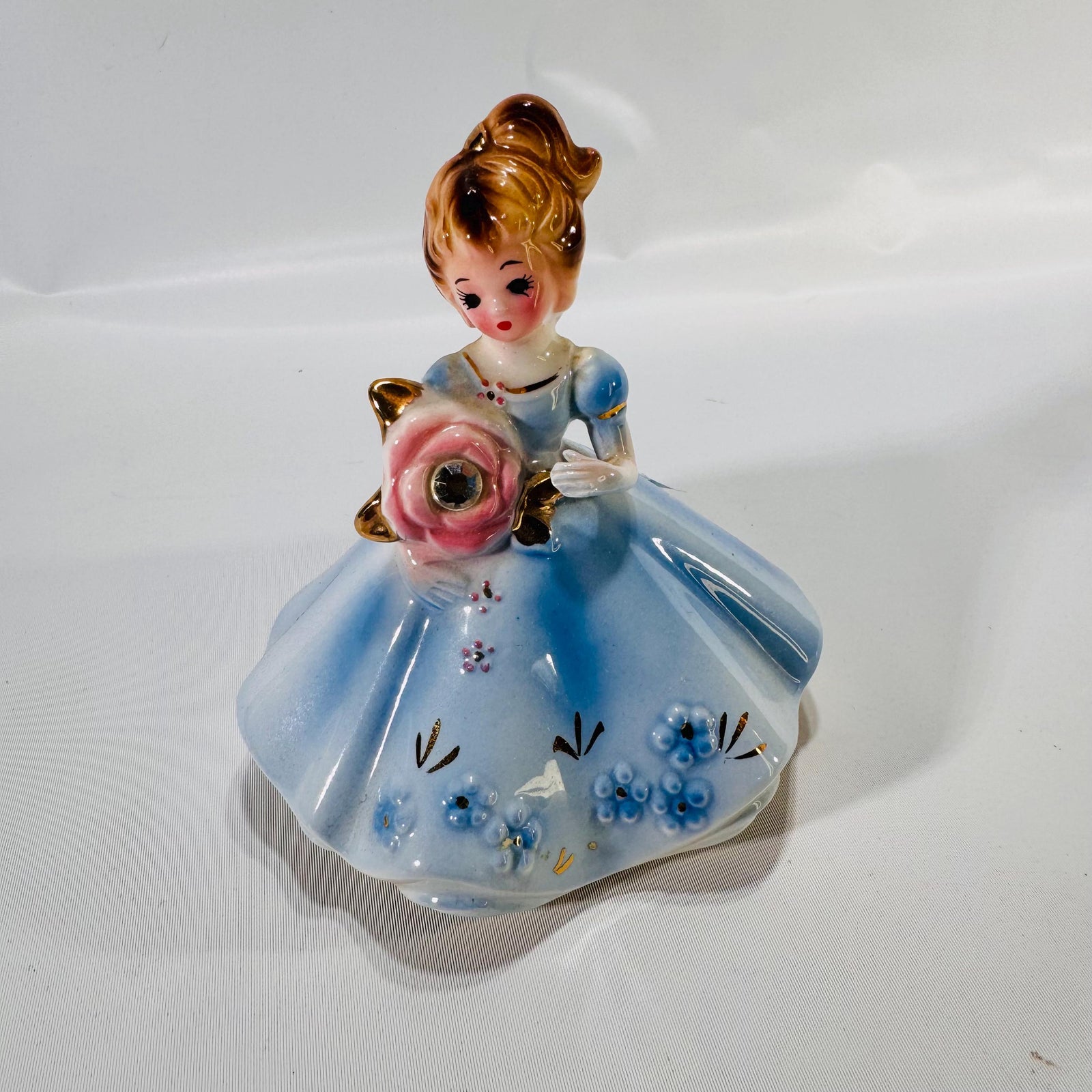 Vintage 1950s Josef Originals April Birthstone Girl Figurine – Faux Diamond Accent