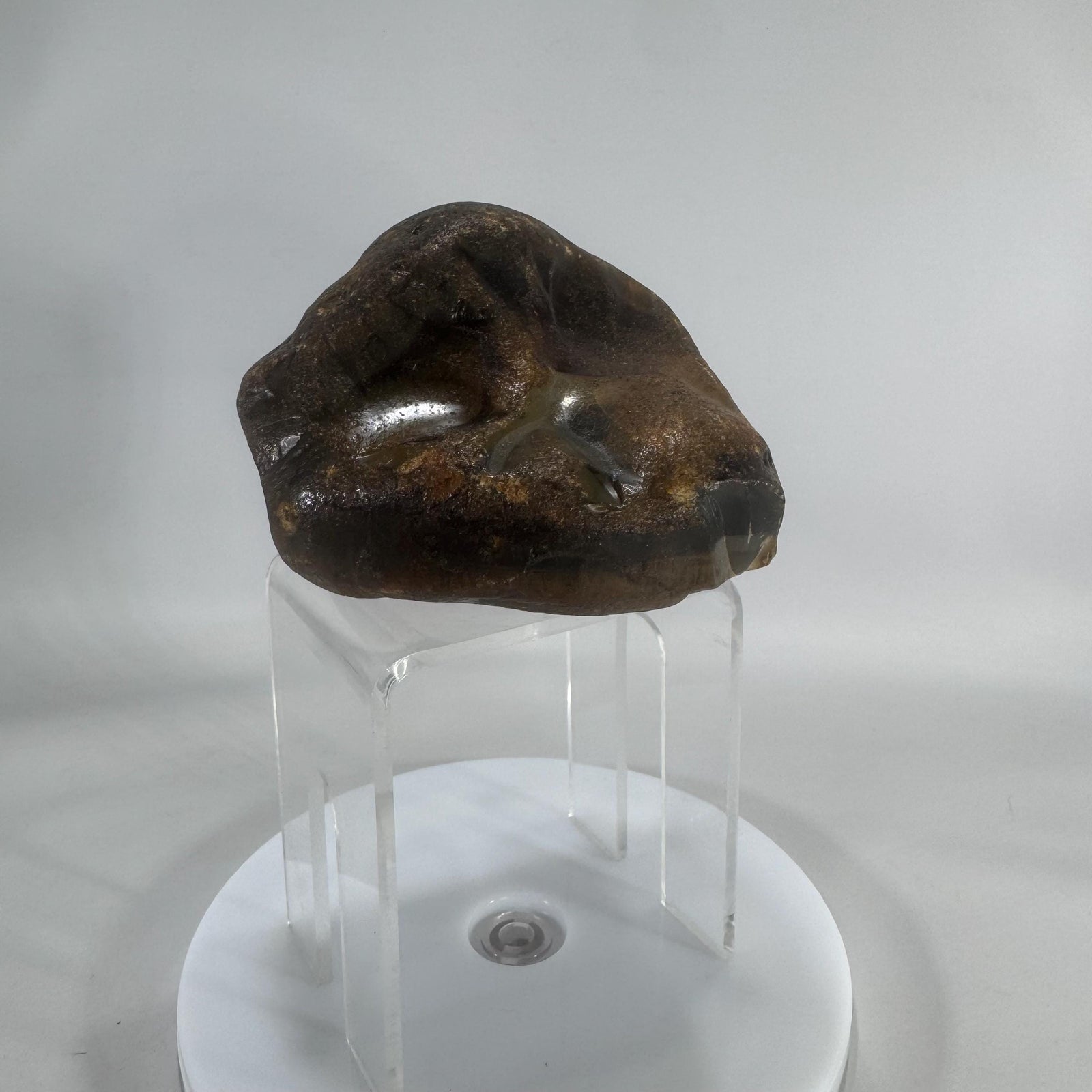 Landscape Agate Display Stone |Polished “Picture” Agate Slice |5" Desk Specimen, 1.5 lb |Gray Cream Bands |Natural Mineral Decor|Paperweight