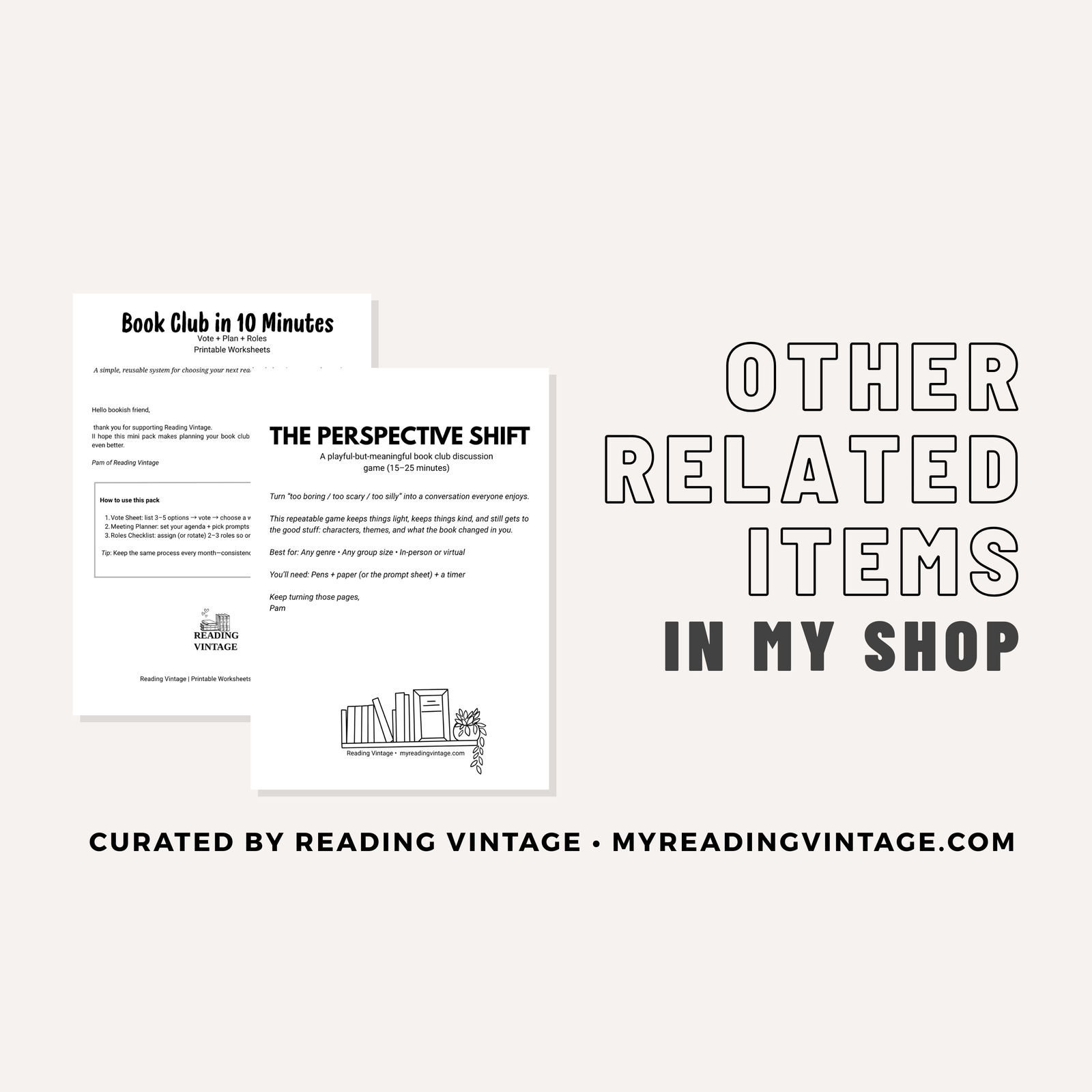 Choose Your Own Book Club Printable PDF Download | 12 Monthly Themes, Agenda, Questions & Worksheets