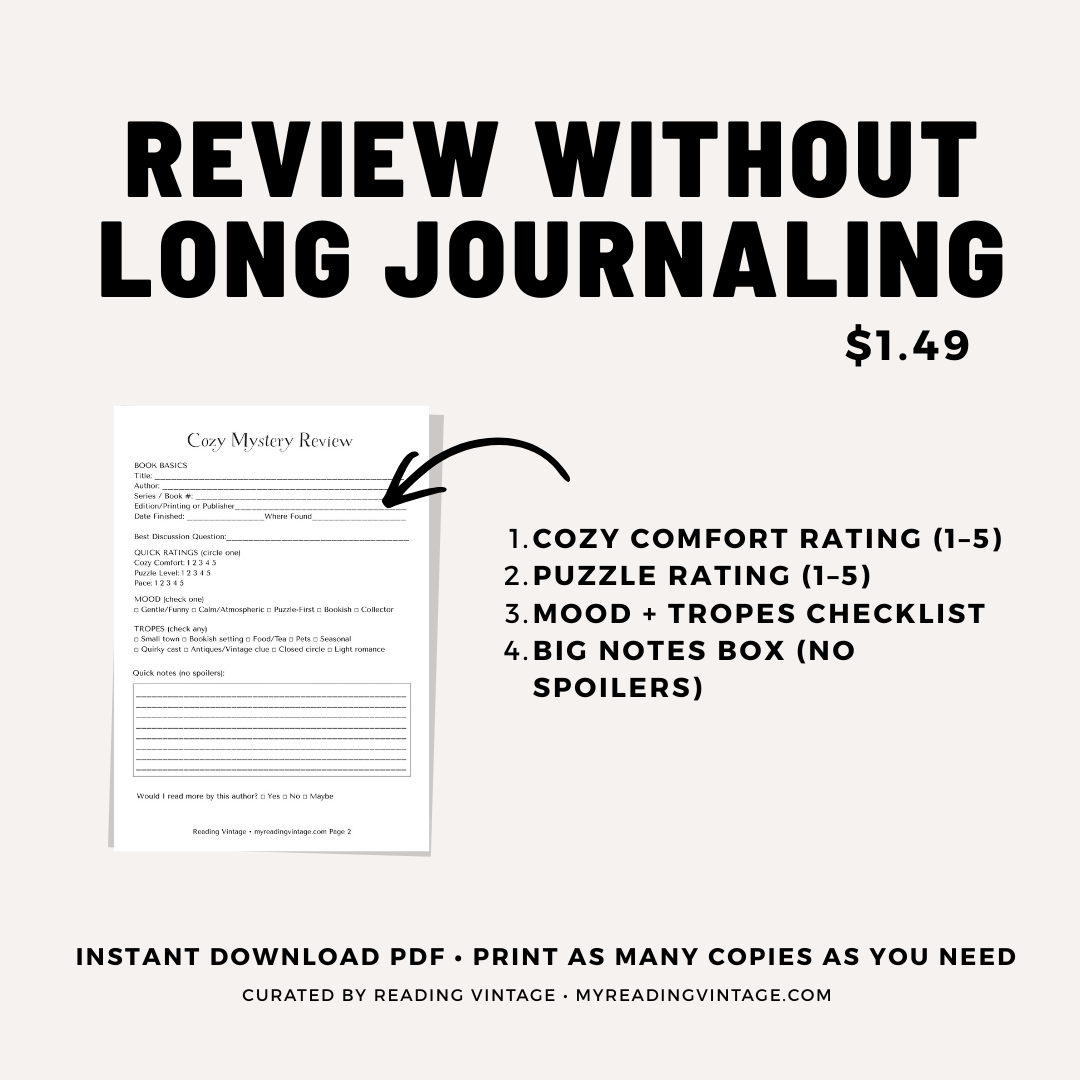 Cozy Mystery Tracker + Review Printable (US Letter PDF) | Reading Journal Pages
