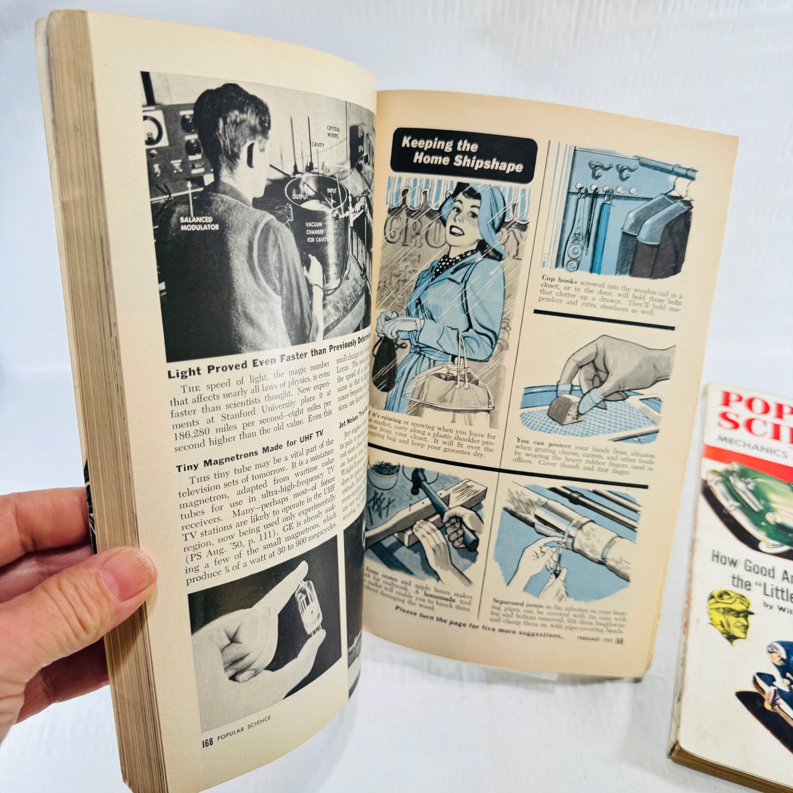 February 1951 Popular Science pages 168 and 169, science news and Keeping the Home Shipshape