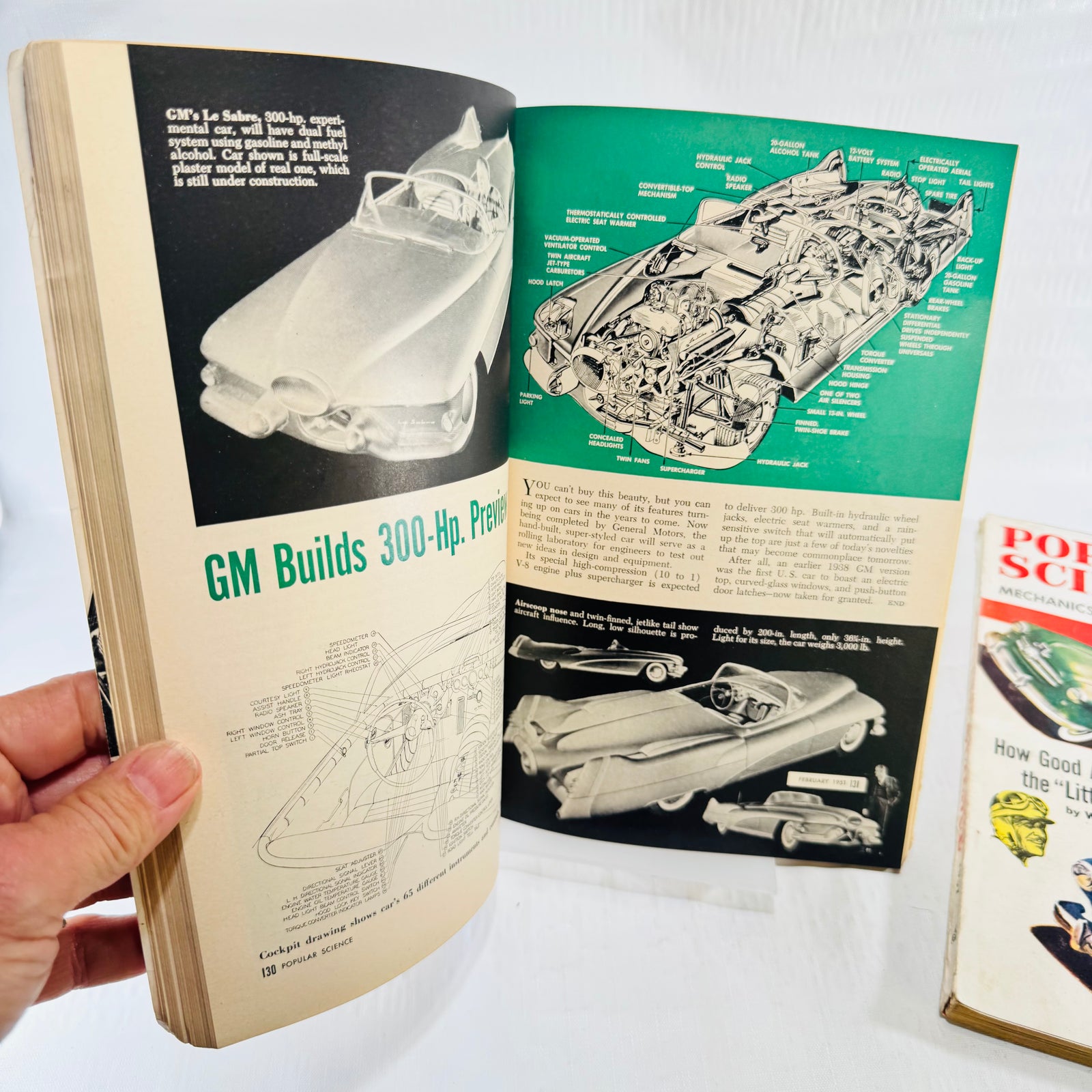 February 1951 Popular Science feature on GM Le Sabre 300 horsepower experimental car