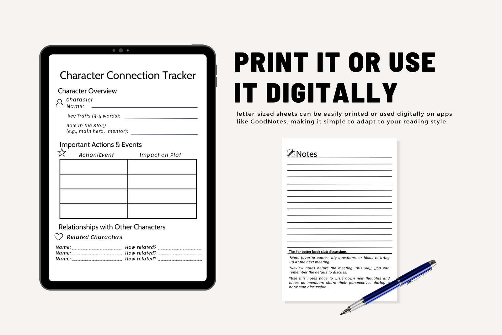 Character Connection Tracker: A Book Club Activities for Deeper Discussions