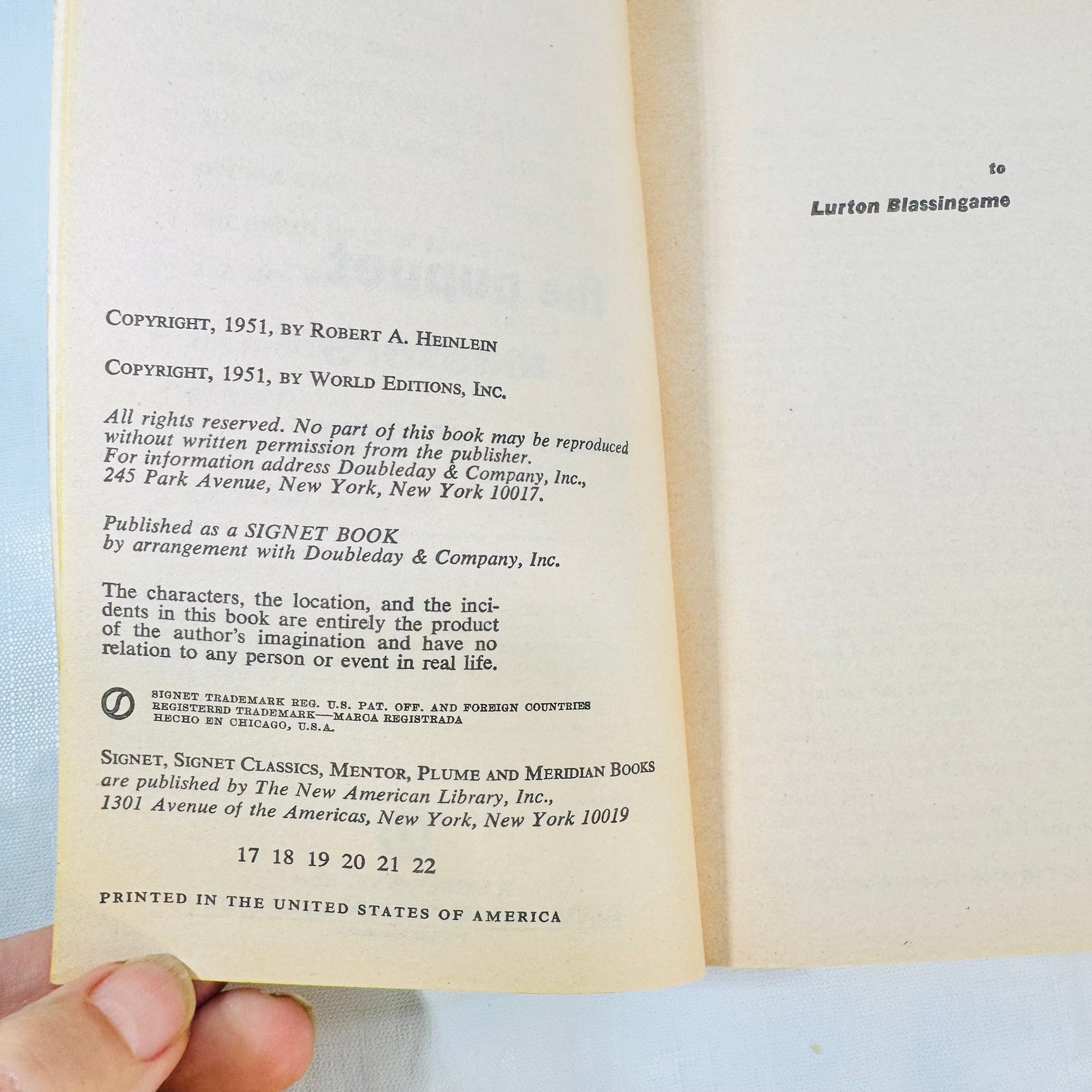 The Puppet Masters copyright page