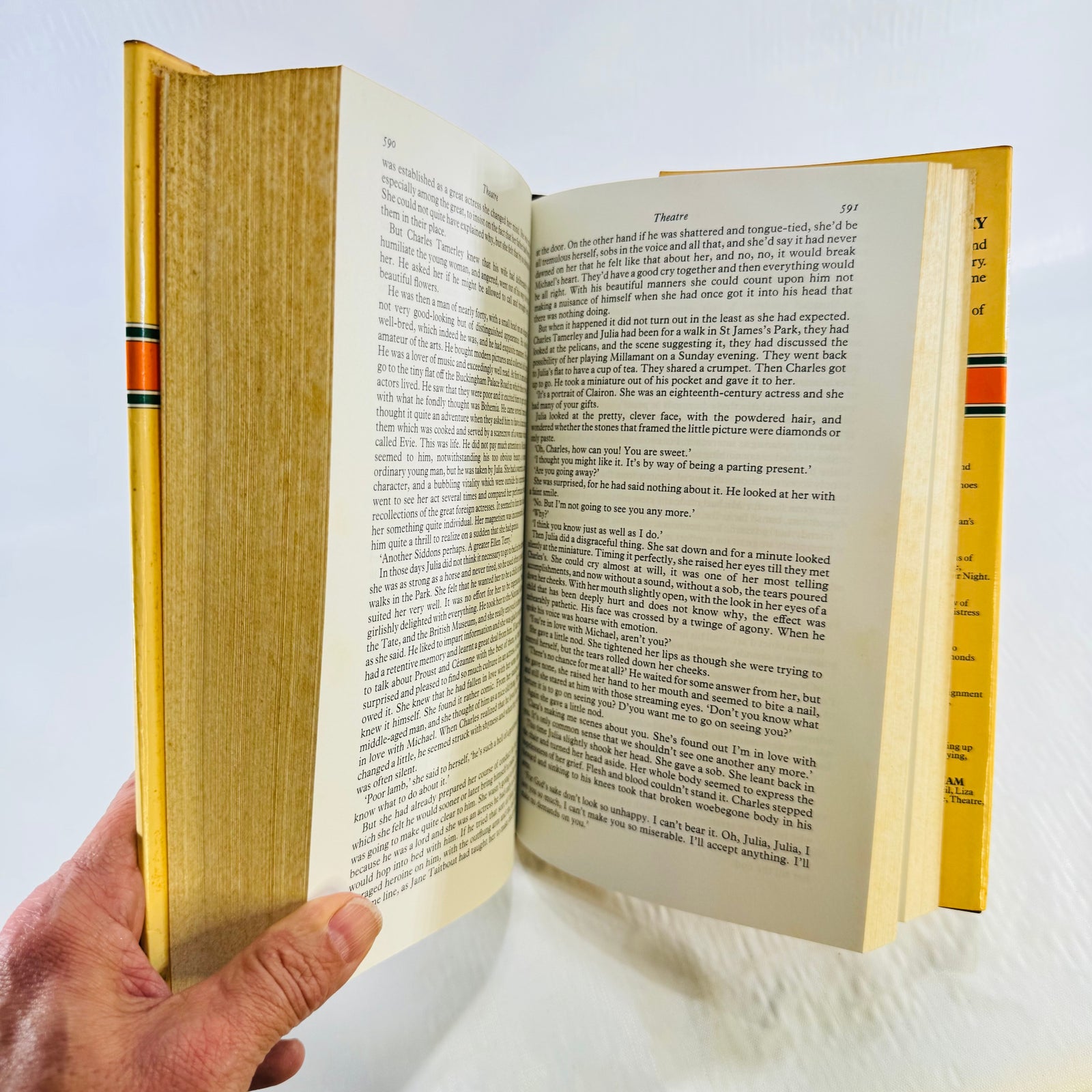 Open pages of Theatre showing interior pages and page edges