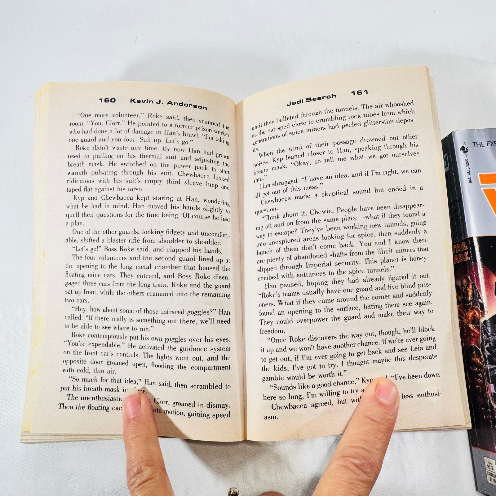 Clean pages 160 and 161 of Jedi Search with crisp, easy to read text.