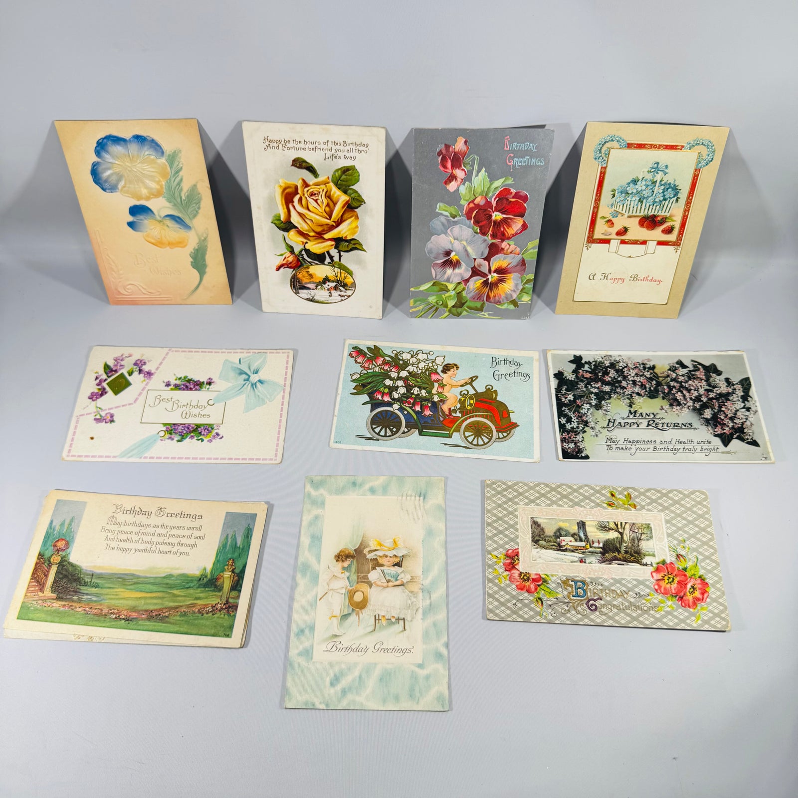 Vintage Birthday Postcard Bundle Antique Floral Written Postcards Early 1900s