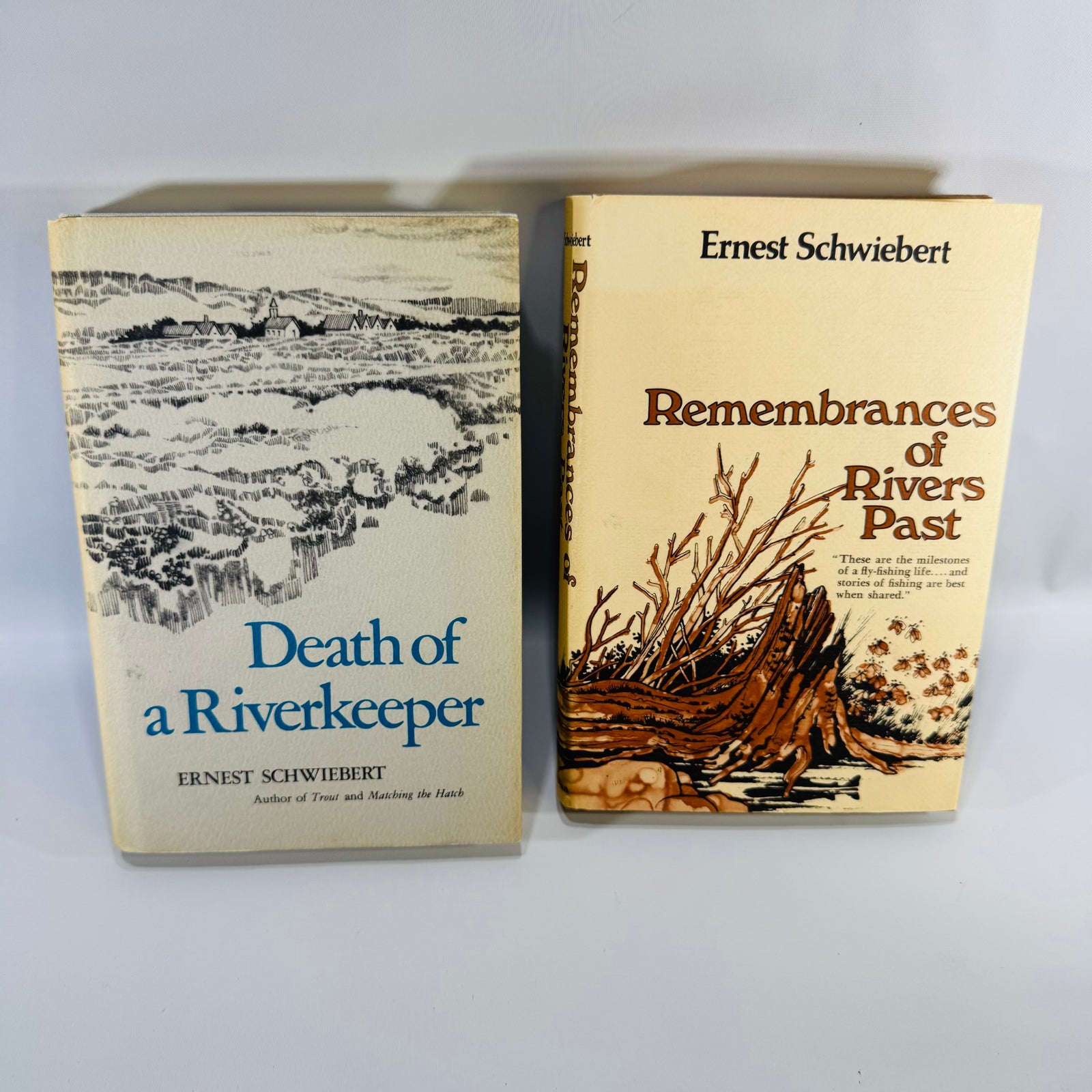 Vintage Ernest Schwiebert Fly Fishing Book Bundle Death of a Riverkeeper Remembrances of Rivers Past Hardcover