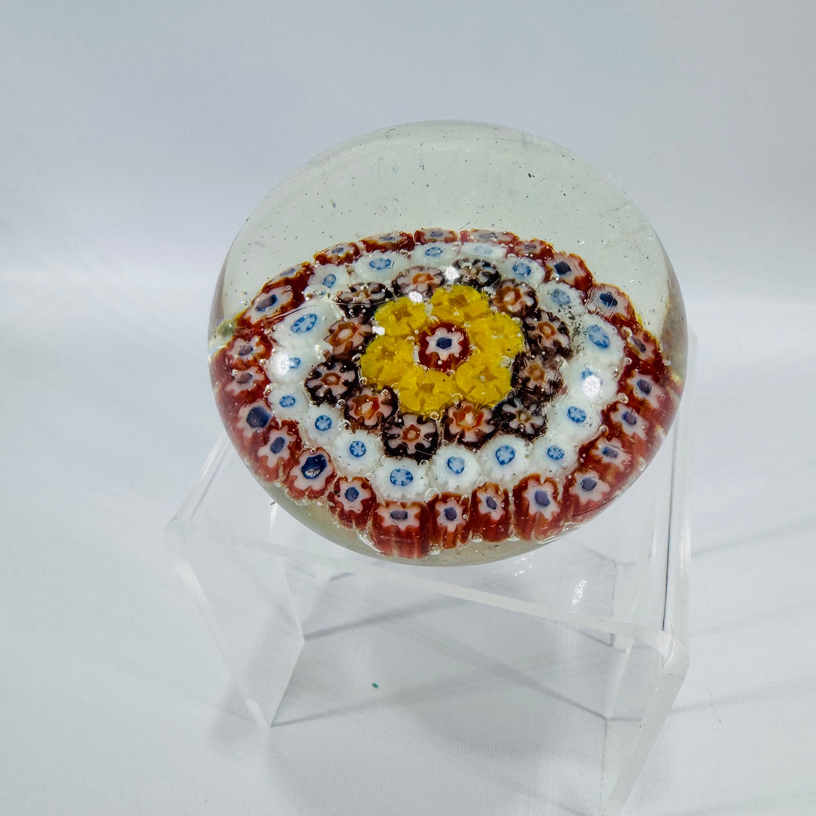 Vintage Murano Millefiori Glass Paperweight | Italian Floral Cane Art Glass
