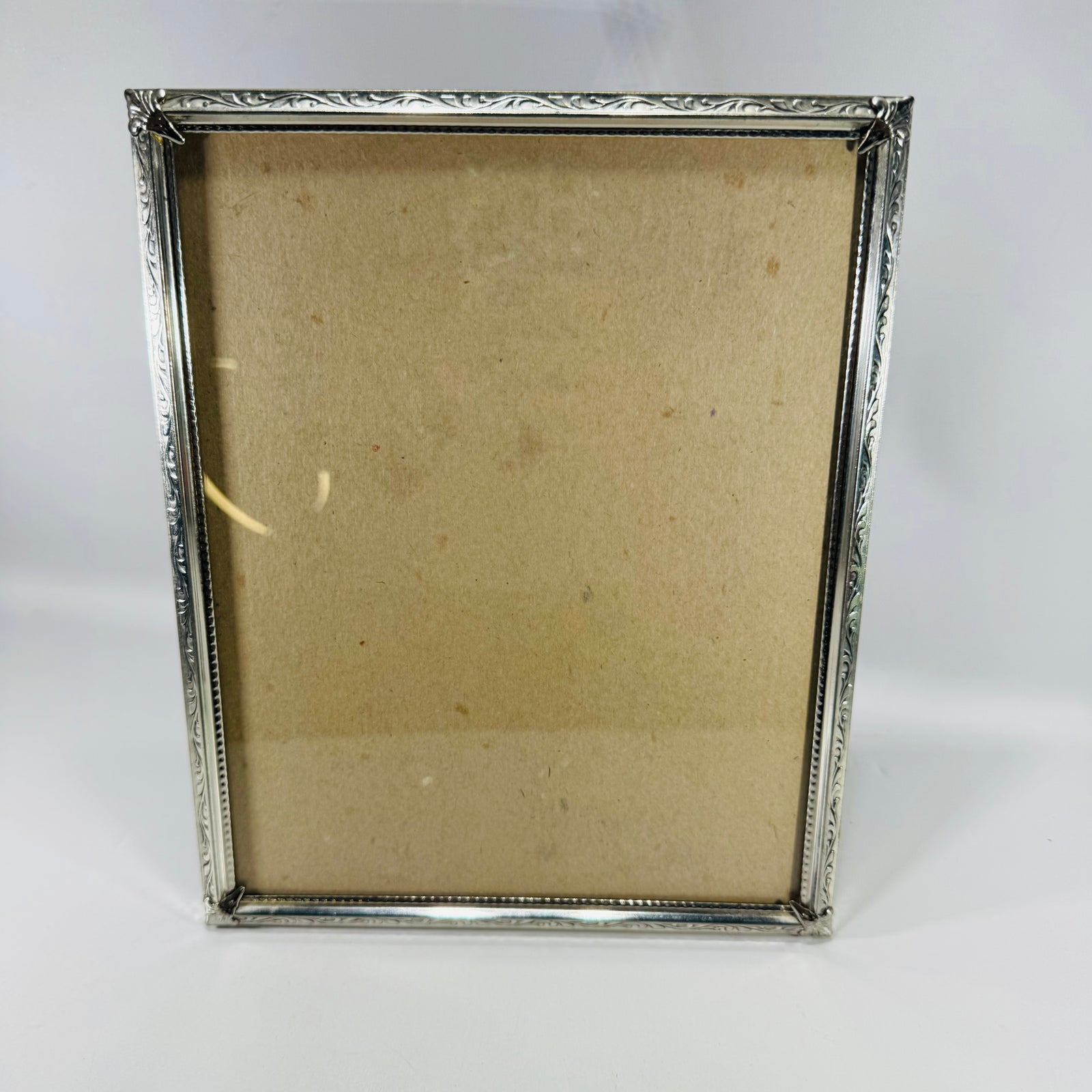 Vintage Silver 8 x 10 Picture Frame | Floral Metal Easel Back Frame