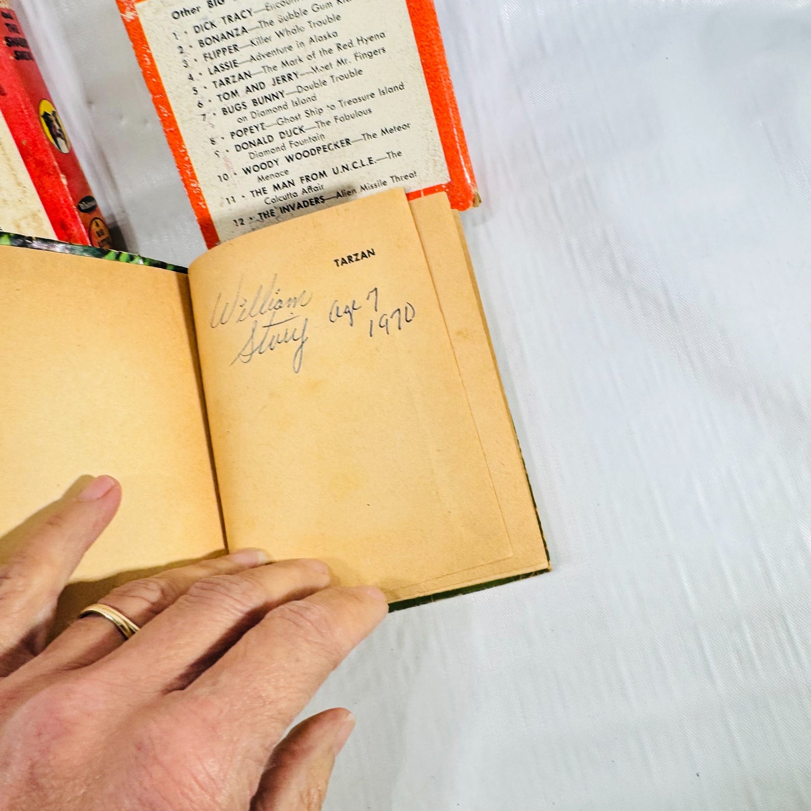Six Whitman Big Little Books bundle, tarzan handwritten inscription