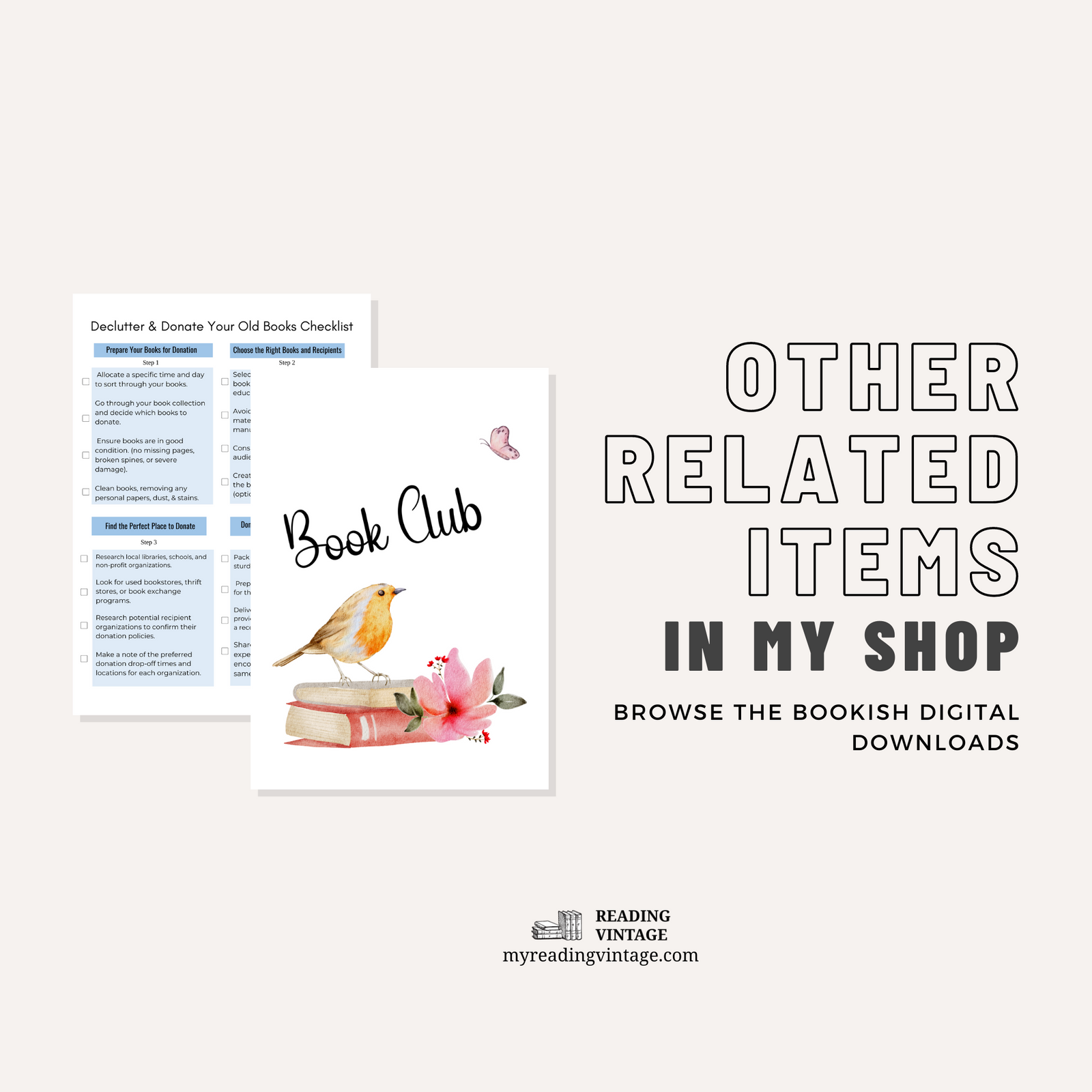 The Ultimate Book Collection Organization Checklists for Large and Small Book Collections 3 Page PDF Digital Download