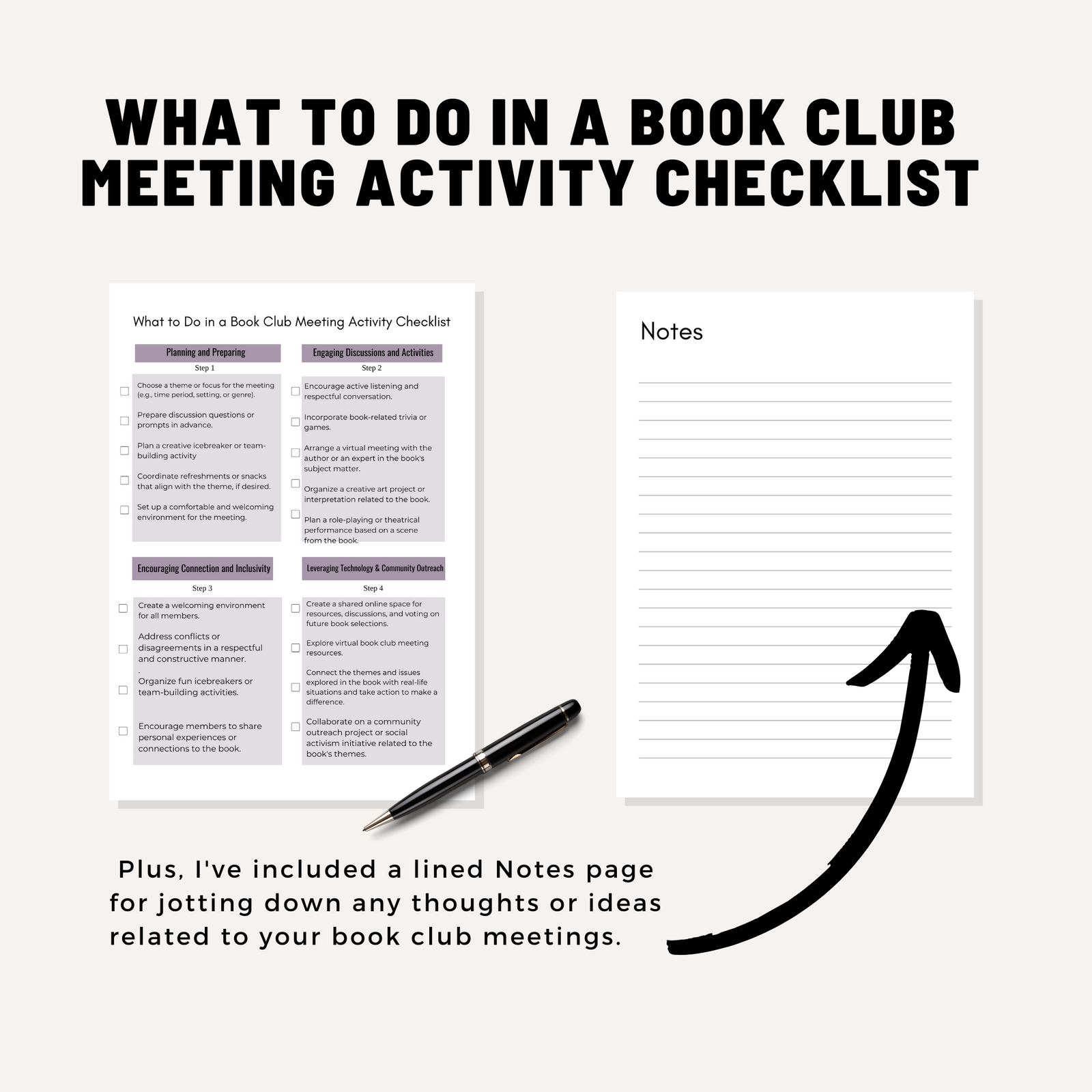 What to Do in a Book Club Meeting – Activity Checklist (PDF Download) | Instant Digital Download