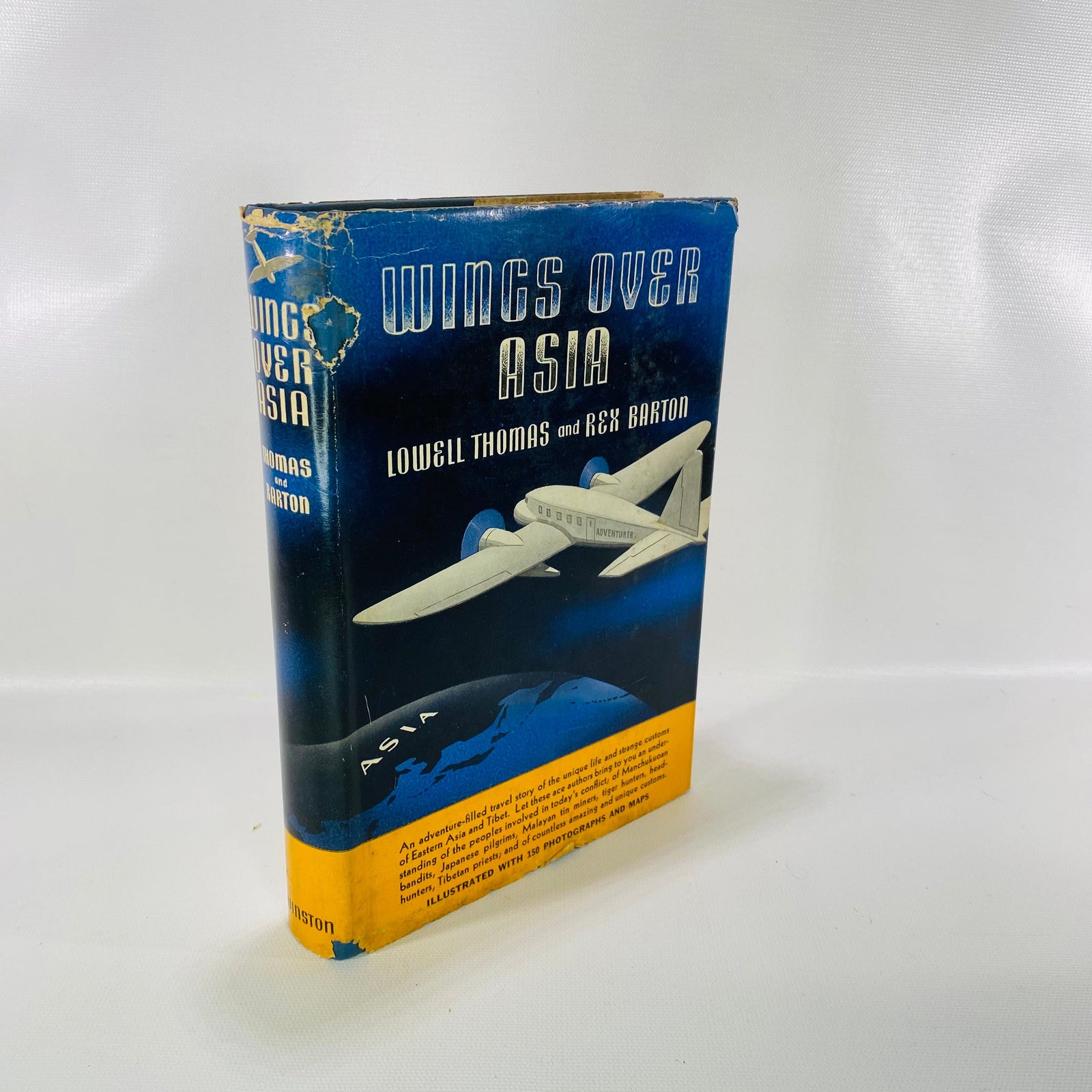 Wings Over Asia A Geographic Journey by Airplane by Lowell Thomas 1937 First Edition John C. Winston Company Vintage Book