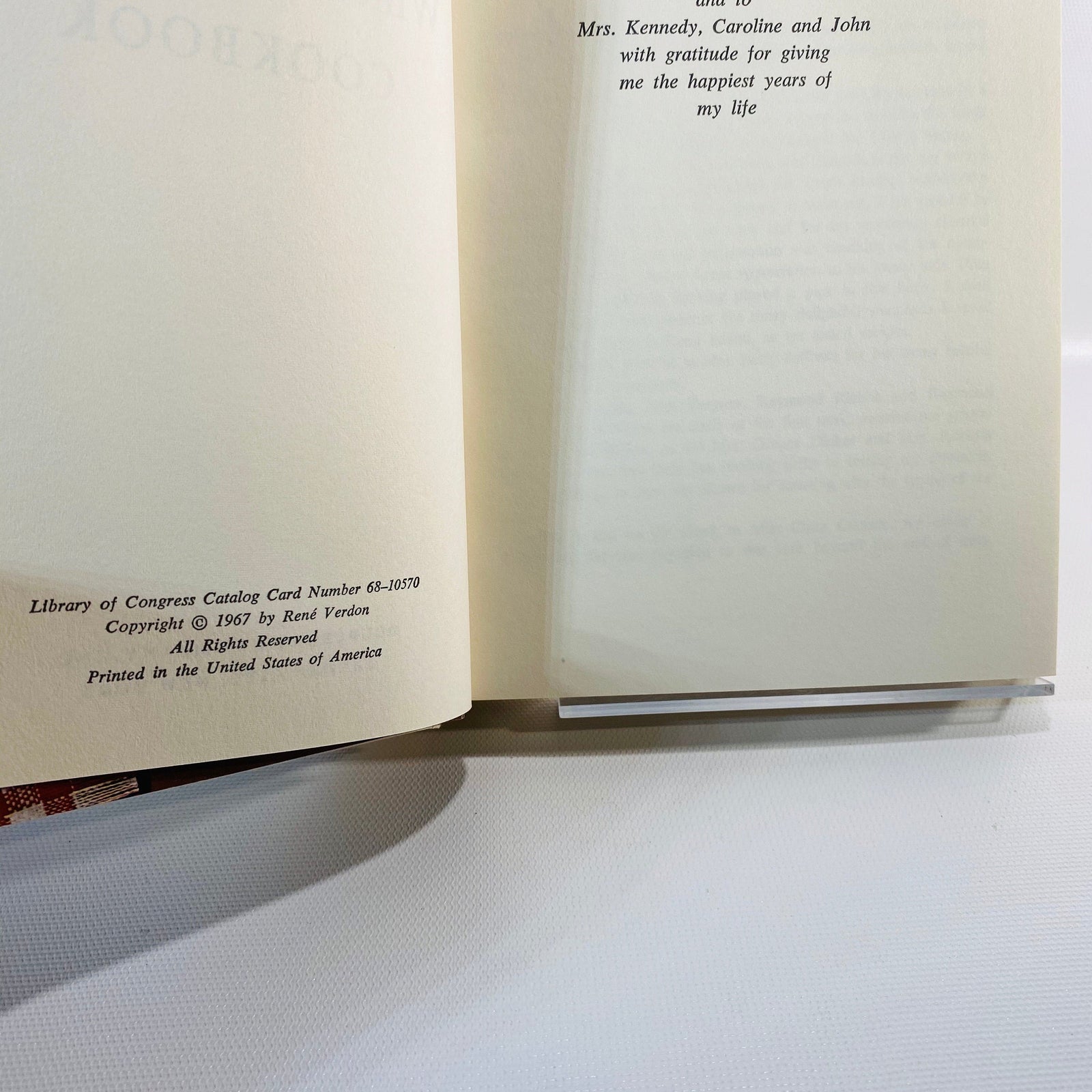 The White House Cookbook by Rene' Verdon 1967 First Edition Vintage Cookbook