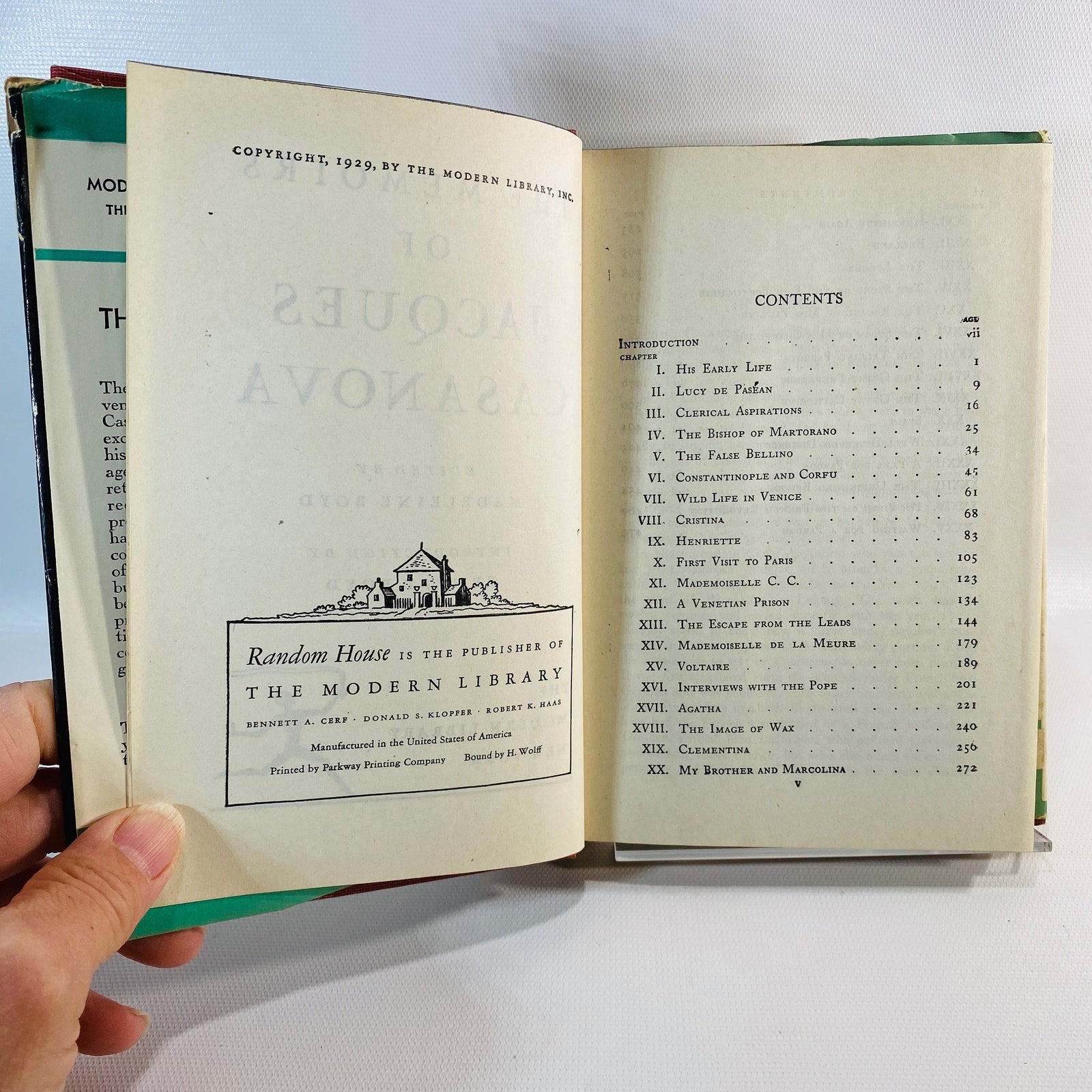 The Memoirs of Casanova edited by Madeleine Boyd 1929 A Modern Library Book Vintage Book