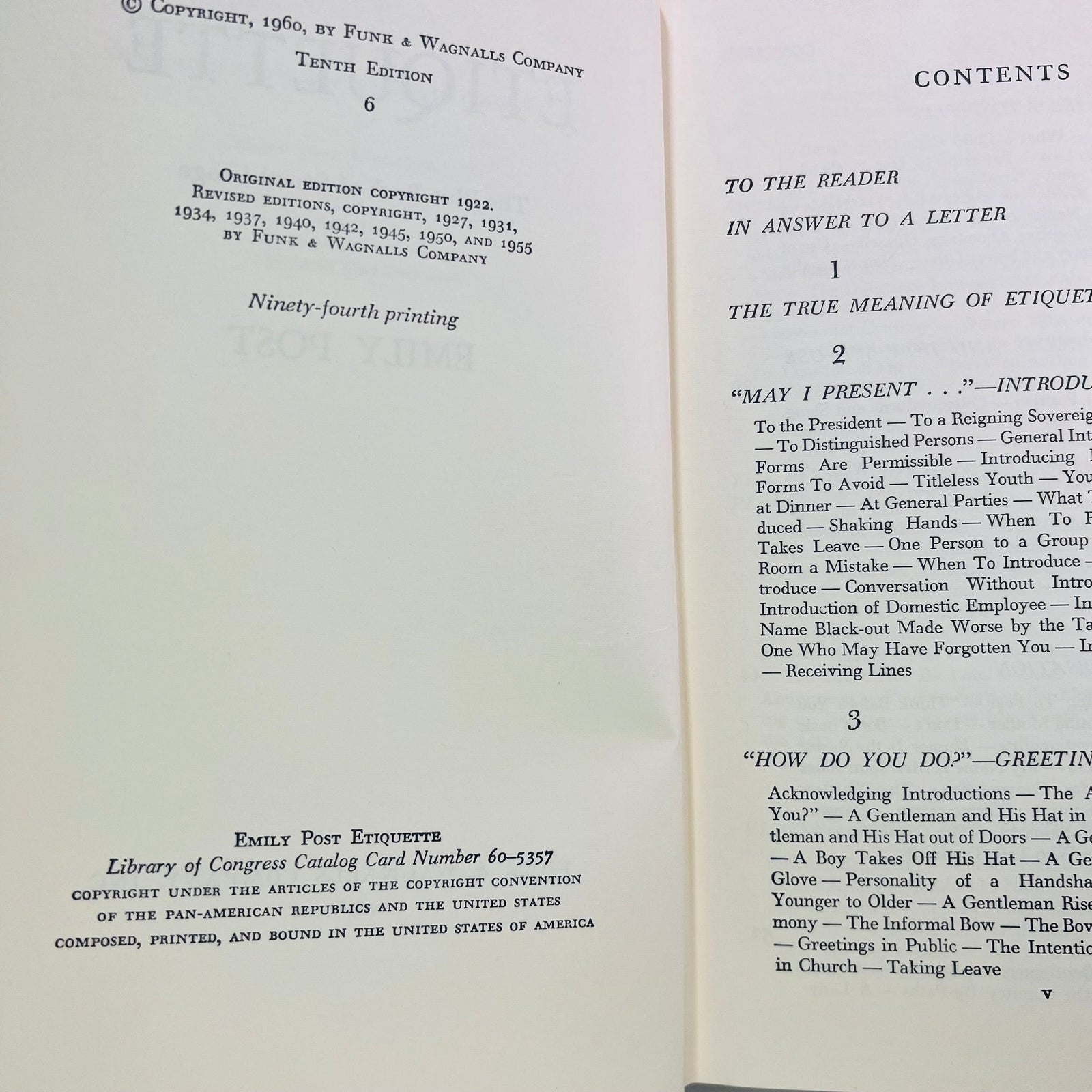 The New Emily Post's Etiquette The Blue Book of Social Usage by Emily Post 1960 Funk & Wagnalls