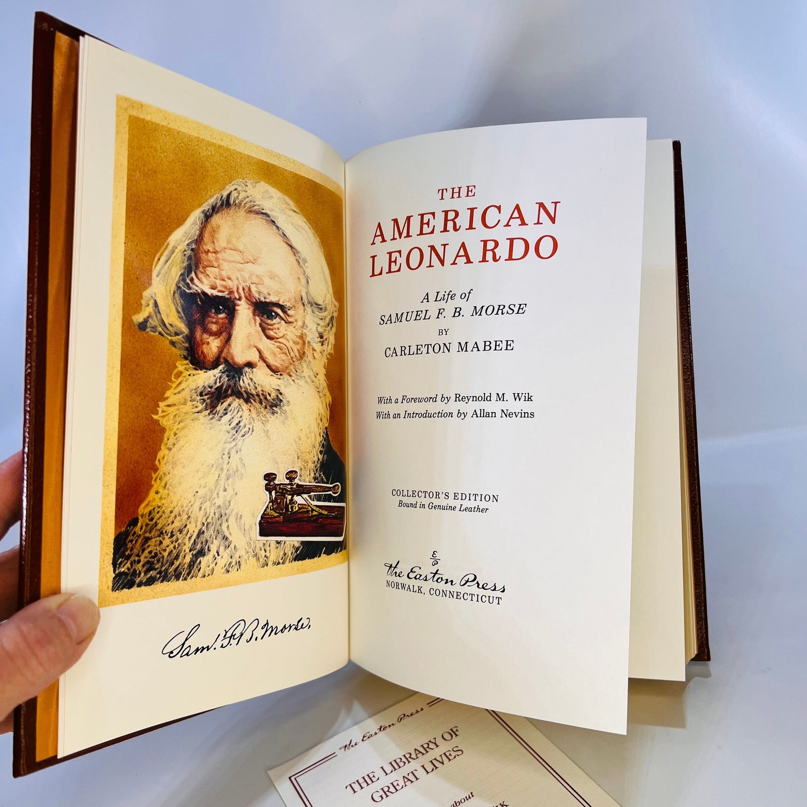 The American Leonardo The Life of Samuel Morse by Carleton Mabee 1990 Easton Press part of the 100 Greatest Books Vintage Book