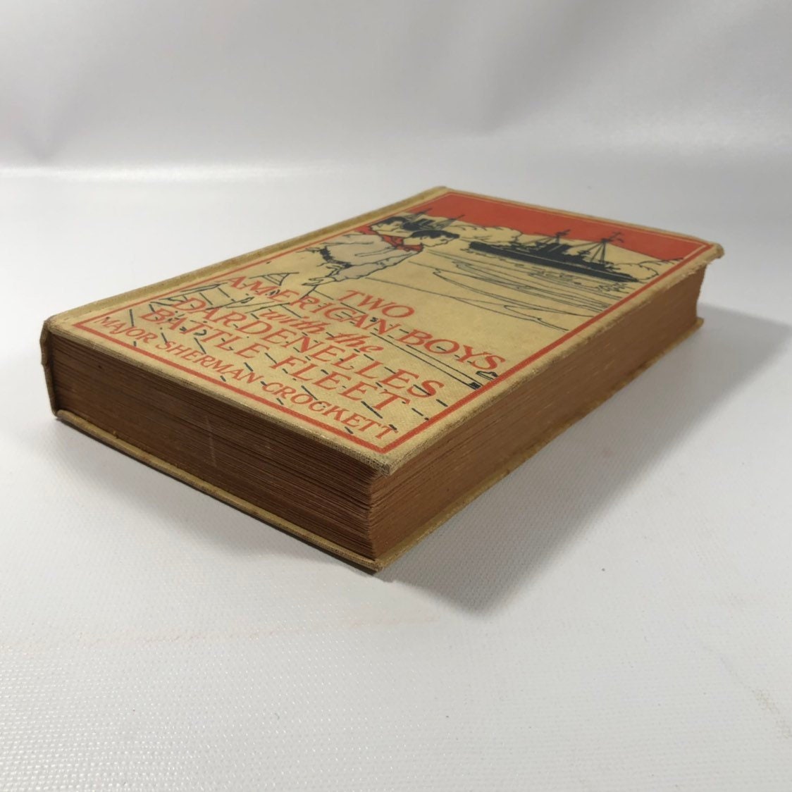 Two American Boys with The Dardenelles Battle Fleet by Major Sherman Crockett 1916 A Antique Adventure Novel Vintage Book