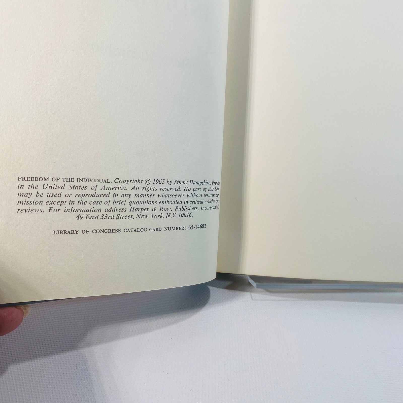 The Freedom of the Individual by Stuart Hampshire 1965 Vintage Book