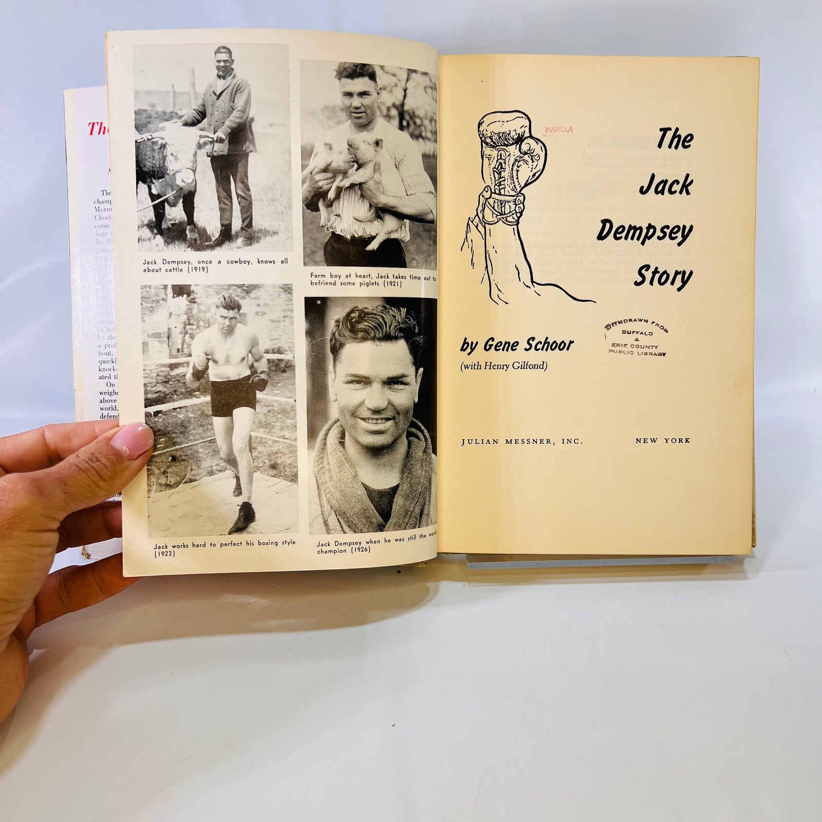 The Jack Dempsey Story by Gene Schoor 1954 Julian Messner,Inc Vintage Book