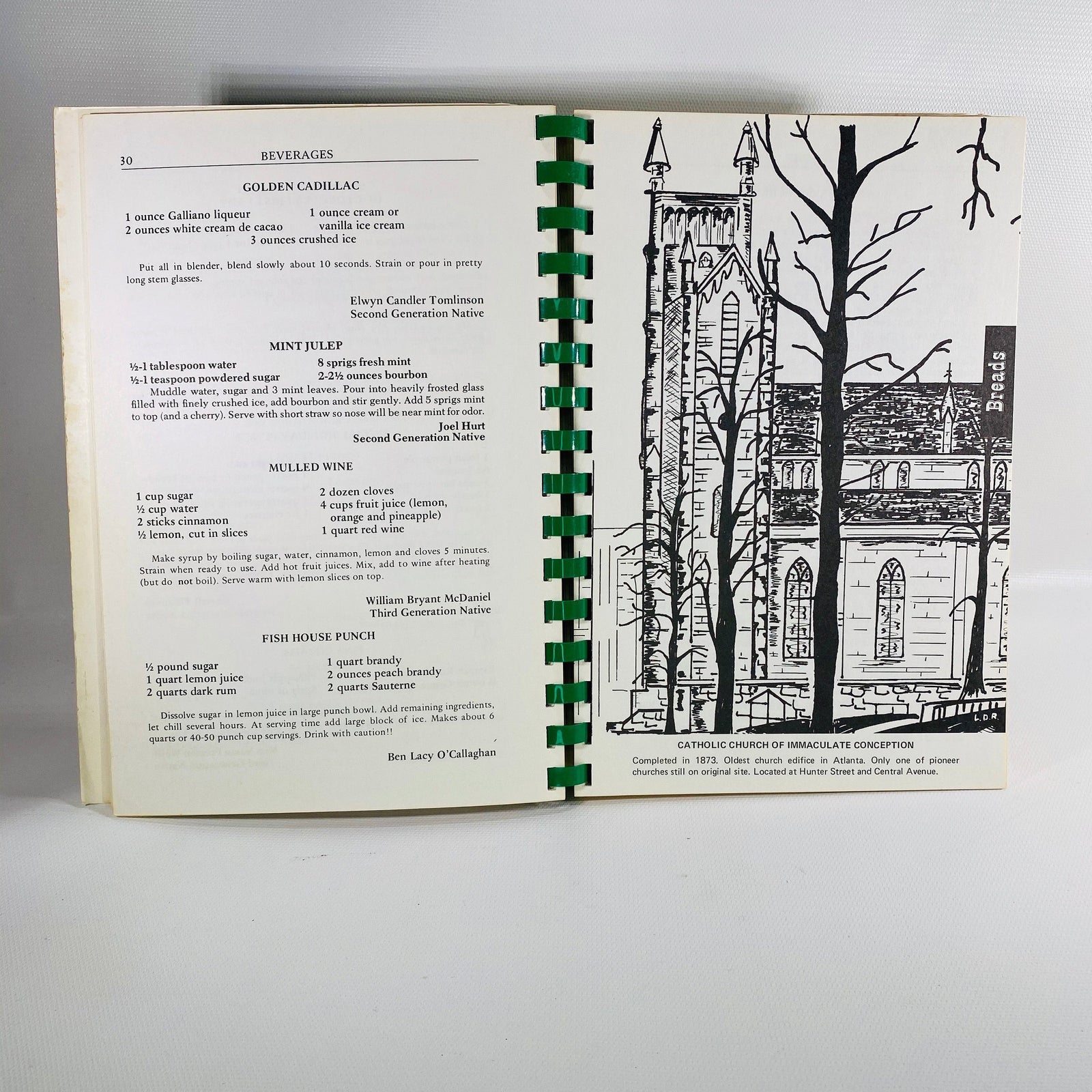 Atlanta Natives Favorite Recipes & Atlanta History compiled by Frances Elyea 1975 Vintage Cookbook