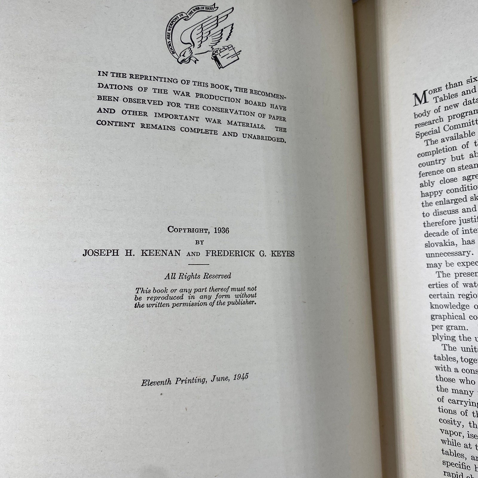 Thermodynamic Properties of Steam by Joseph H. Keenan 1945
