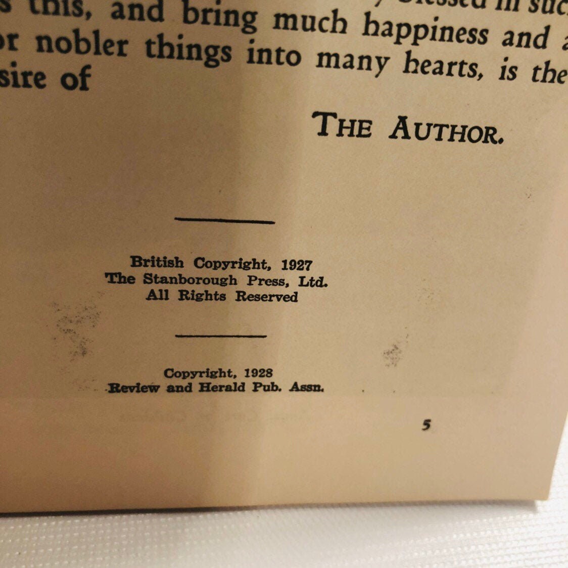 Copyright page of Uncle Arthur's Bedtime Stories, 1928 Review and Herald
