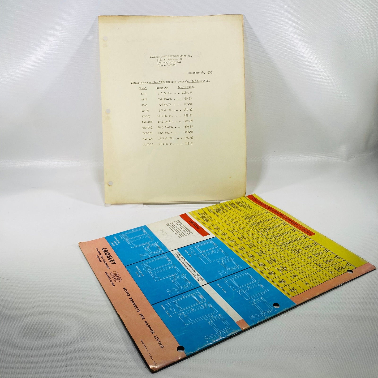 Advertising Pamphlet for Crosby Super Shelvador Refrigerator by The Crosley Appliance and Electronics Division 1953