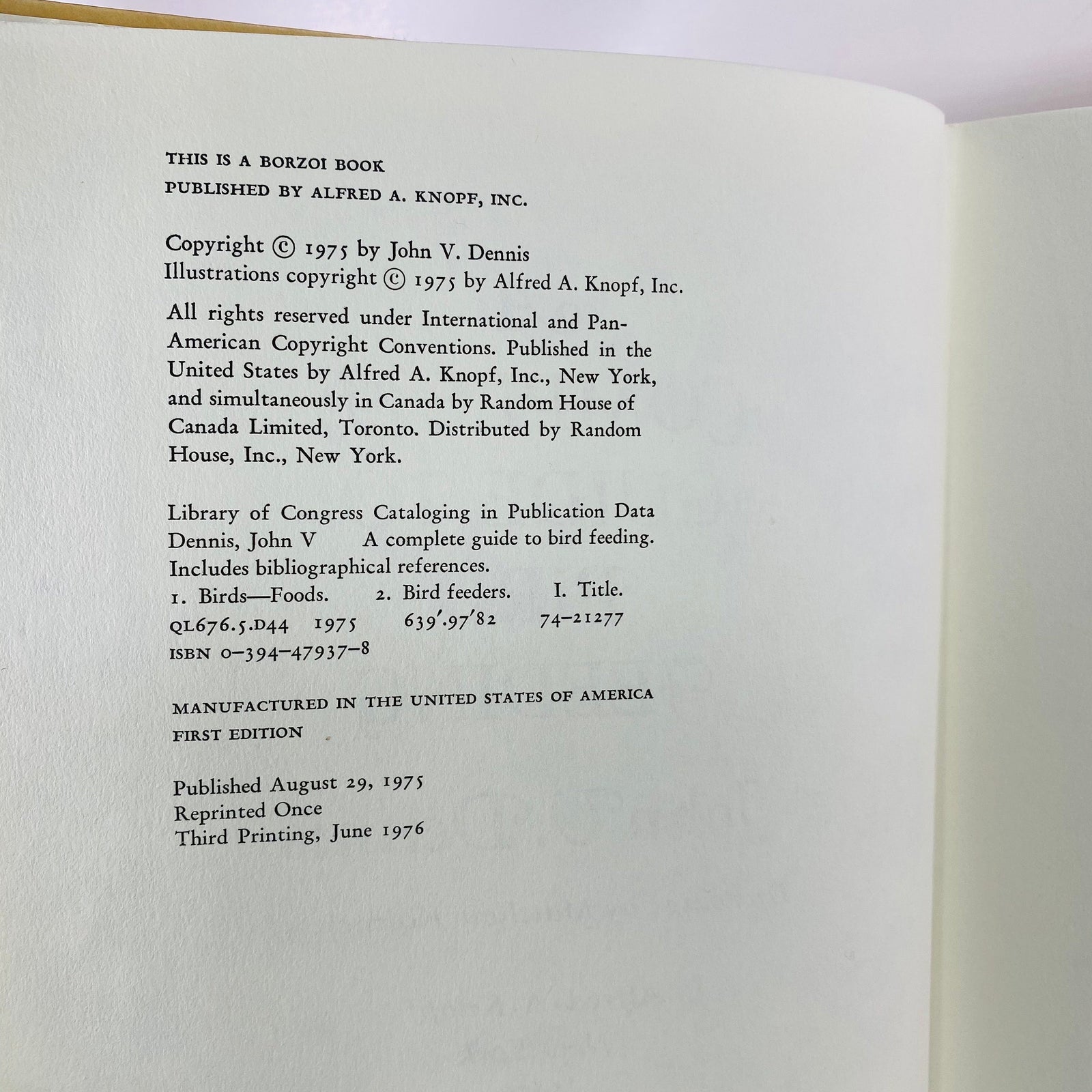 A Complete Guide to Bird Feeding by John Dennis 1975 Vintage Book