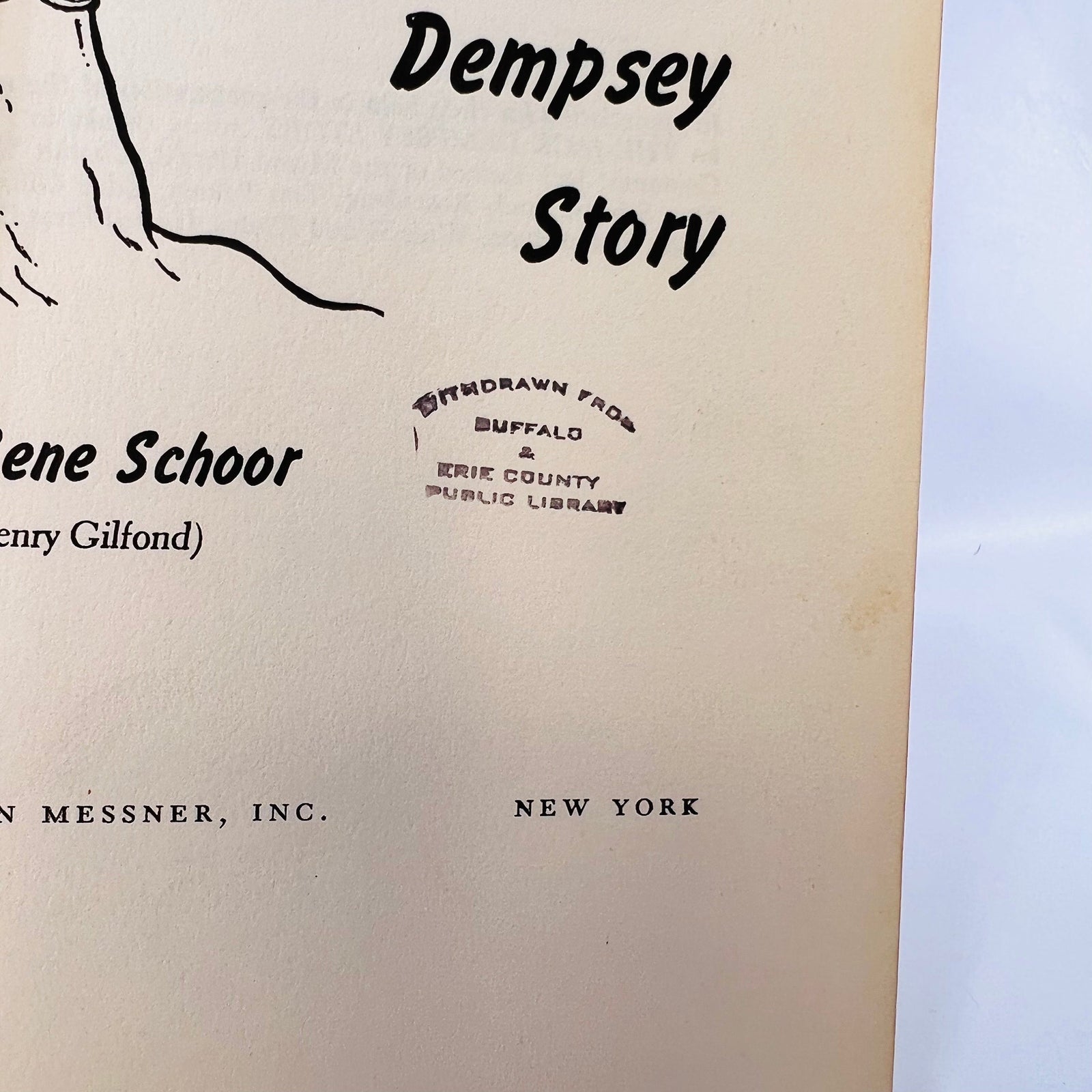 The Jack Dempsey Story by Gene Schoor 1954 Julian Messner,Inc Vintage Book