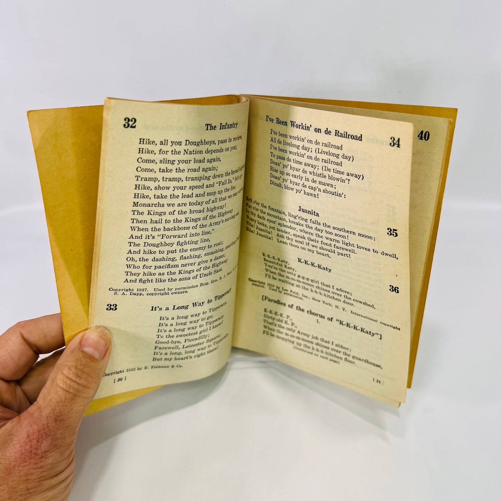 The Infantry and I've Been Workin' on de Railroad pages, Army Song Book 1941