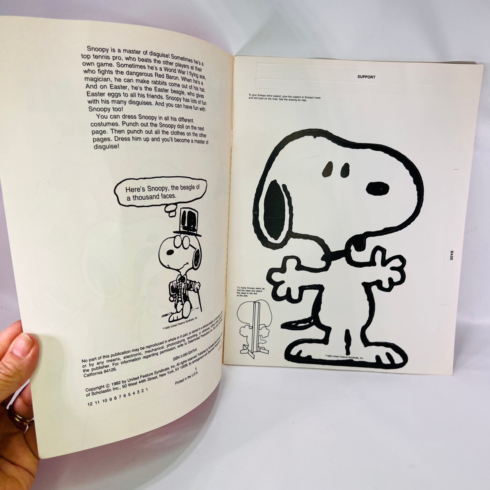 Snoopy Disguise Kit Vintage Peanuts Punch Him Out Paper Doll Activity Funny Costumes Scholastic Books 1982 United Feature Syndicate Inc