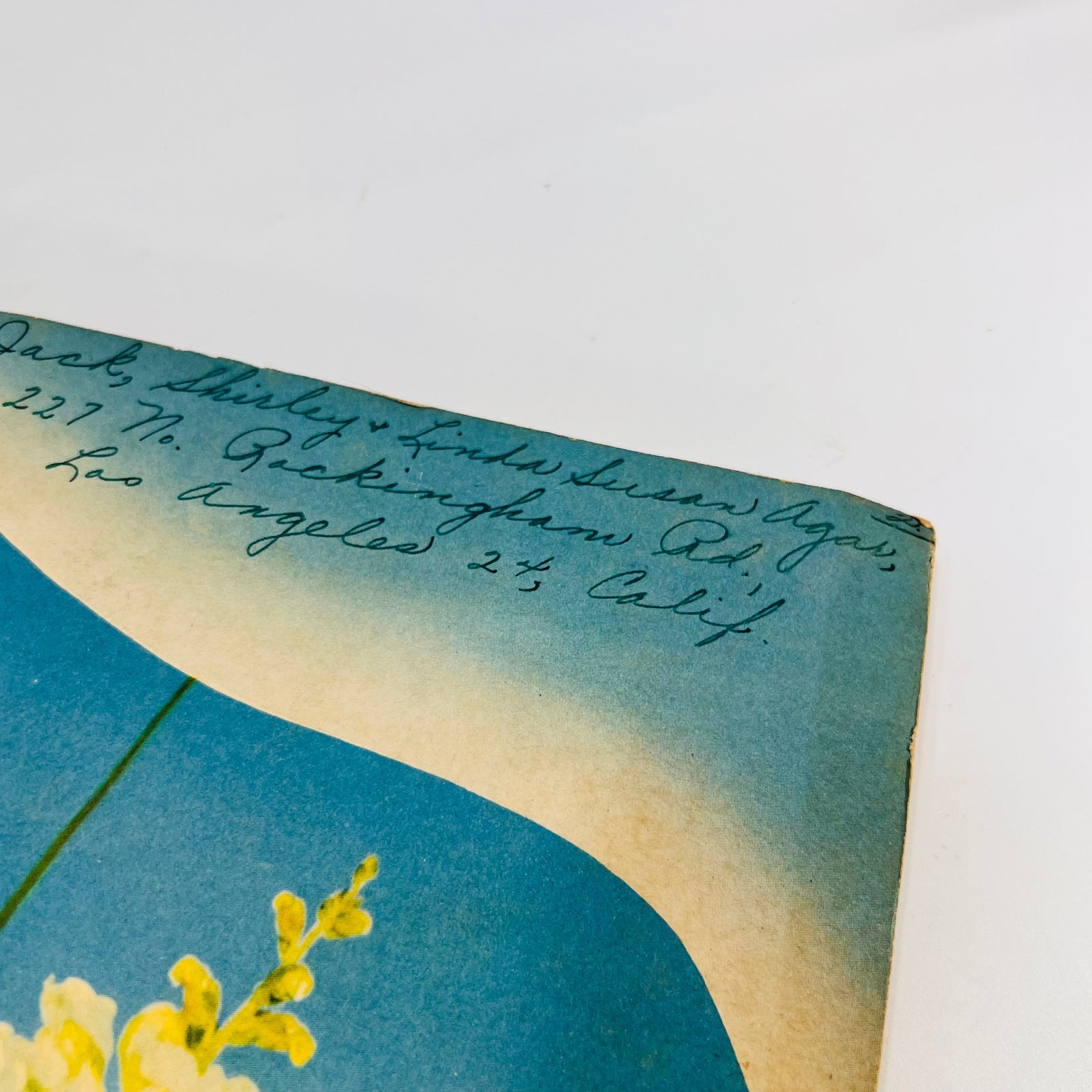 Handwritten Agar family names and address on the Shirley Temple scrapbook cover