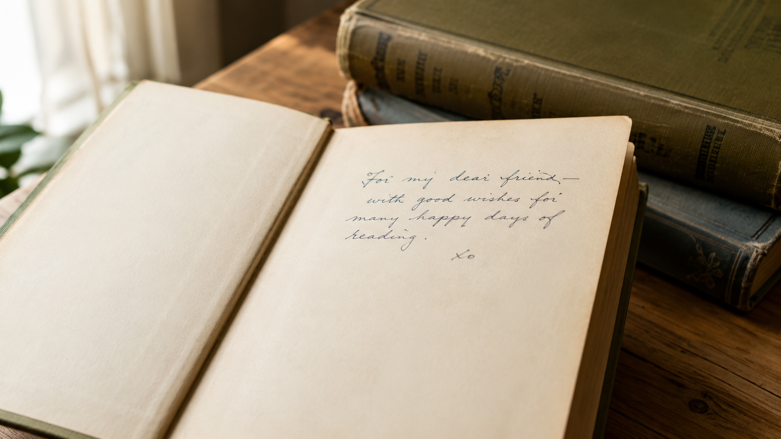 CLOSE UP OF AN INSCRIBED BOOK