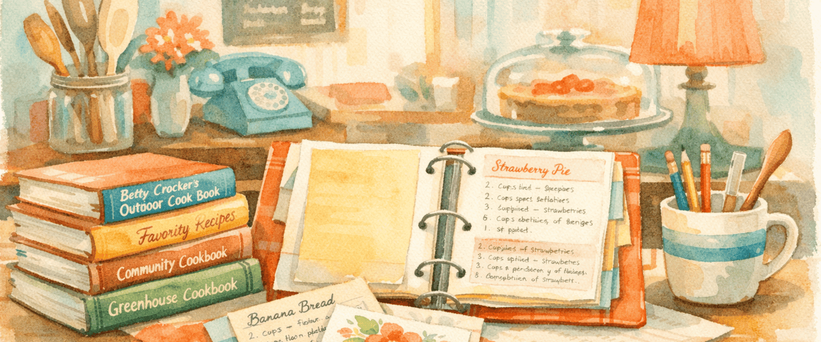 Vintage bookshop counter scene