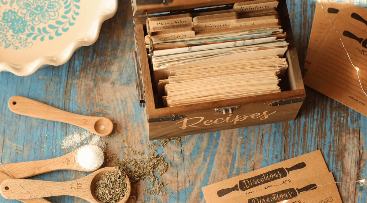 vintage recipe box with recipes