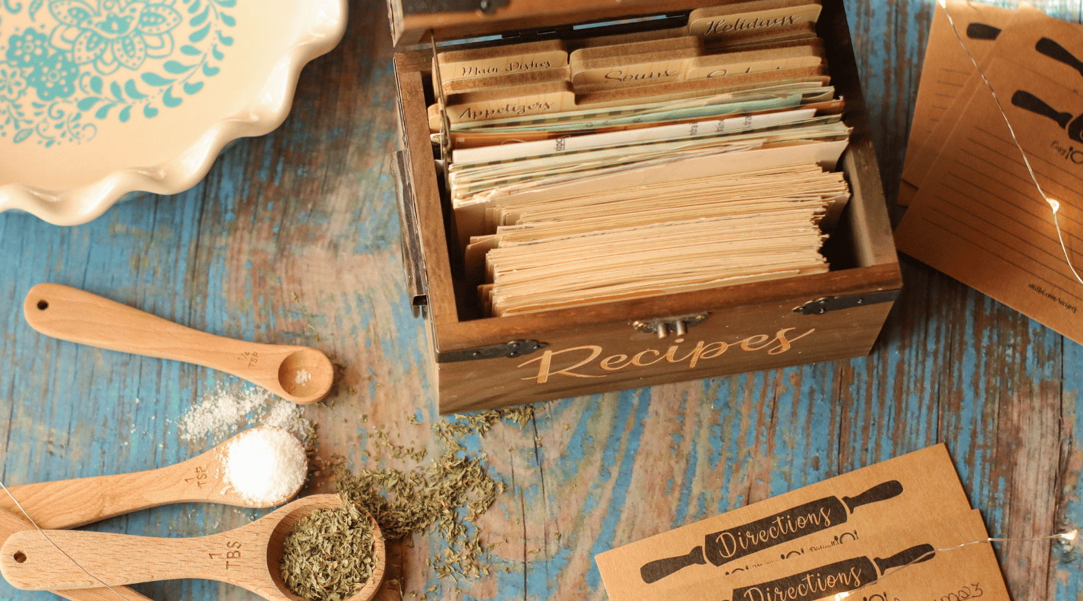 vintage recipe box with recipes