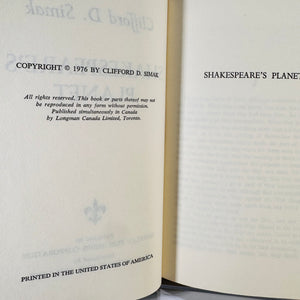Shakespeare's Planet by Clifford D. Simak 1976 Hardcover Vintage SciFi