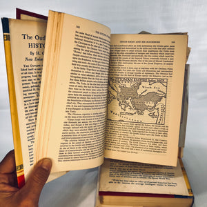The Outline of History by H.G.Wells Garden City Books Two Volumes-Reading Vintage