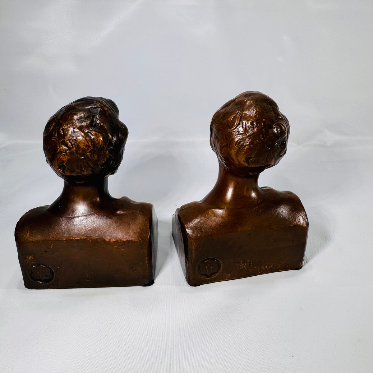 1930 Weidlich Brothers “Youth” Bookends – Bronze Patina Sculptural Pair