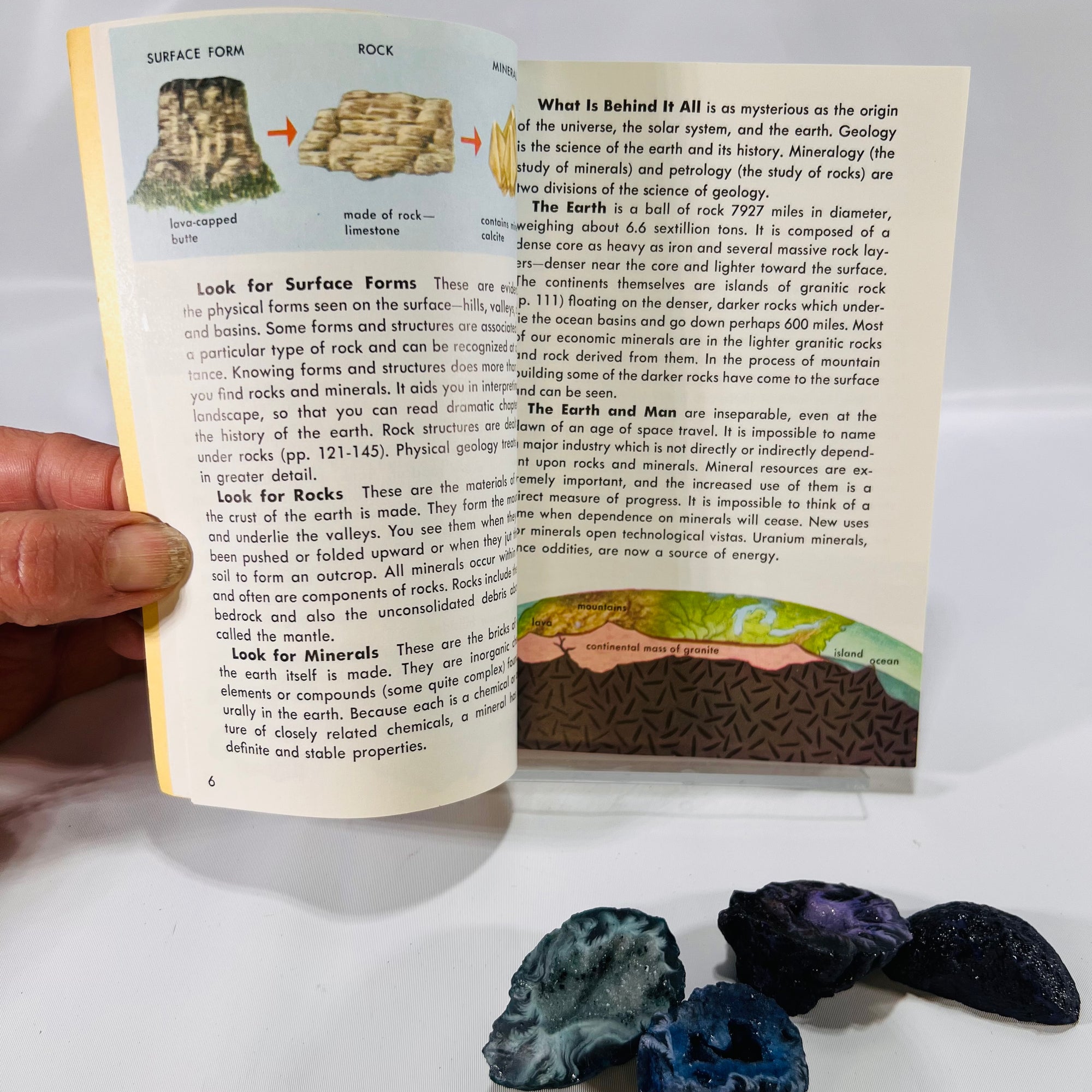 A Golden Guide Rocks and Minerals by Herbert S. Zim with Four Rocks Found with Book