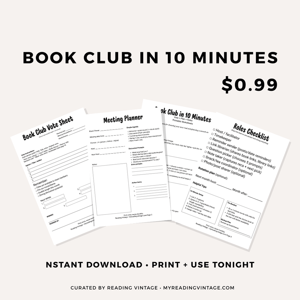 Book Club in 10 Minutes: Vote + Plan + Roles (PDF Printable)