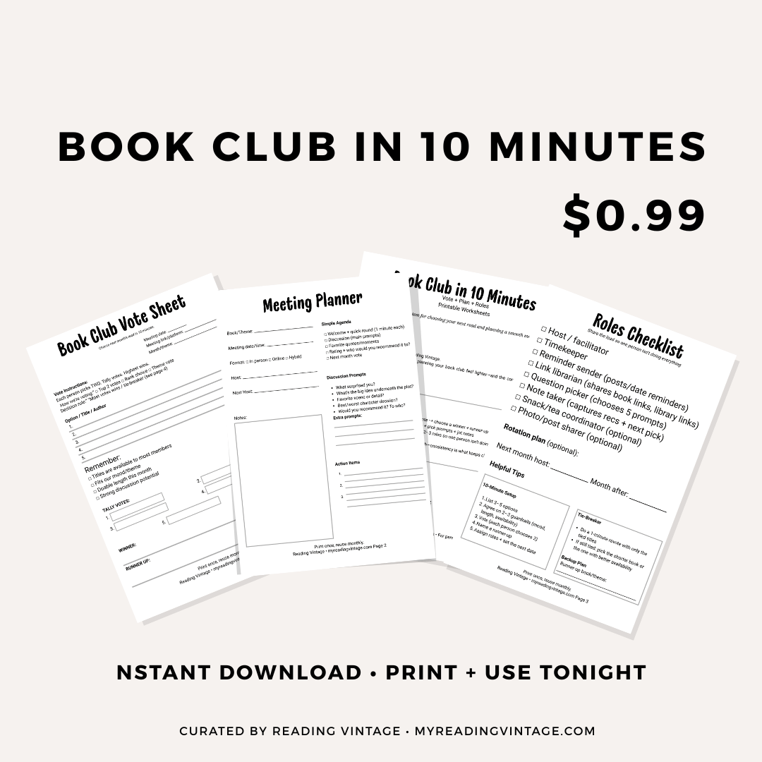 Book Club in 10 Minutes: Vote + Plan + Roles (PDF Printable)