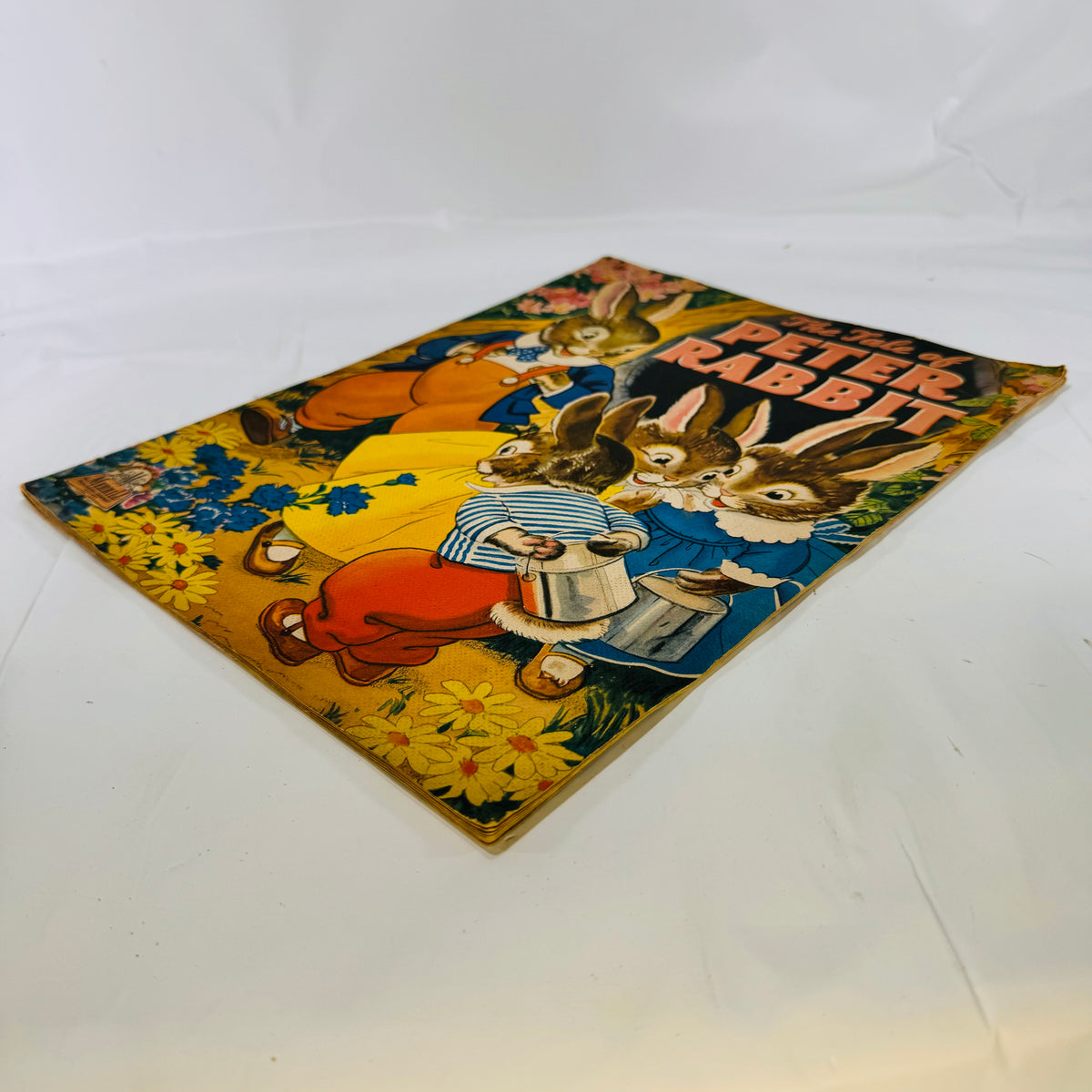 The Tale of Peter Rabbit lying at an angle, showing the front cover