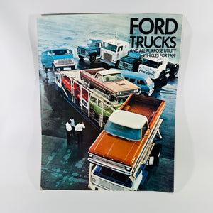 Vintage Ford Truck Dealer Brochure — Ford Trucks and All-Purpose Utility Vehicles for 1969 (1969) — Original Dealership Sales Brochure | Fold-Out Color Specs, Automotive Memorabilia