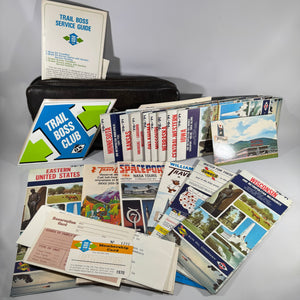 Vintage 1970 Trail Boss Club Travel Pouch Bundle | Sunoco Maps, Postcards & Road Trip Ephemera